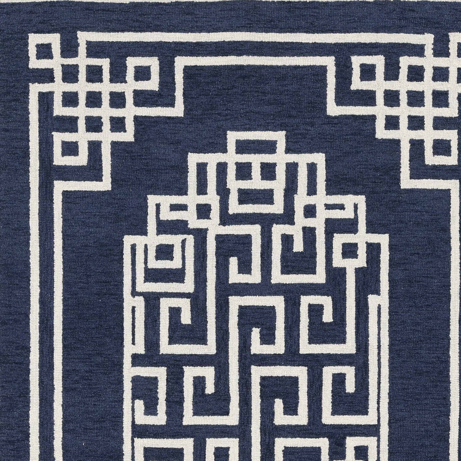 96 X 126 Ivory  Blue Polyester Rug