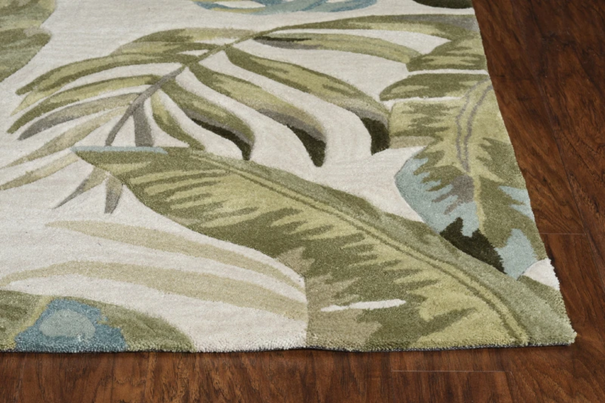 3' x 5' Ivory Tropical Leaves Area Rug