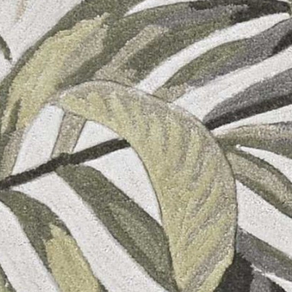 6' Ivory Hand Tufted Oversized Tropical Leaves Round Indoor Area Rug