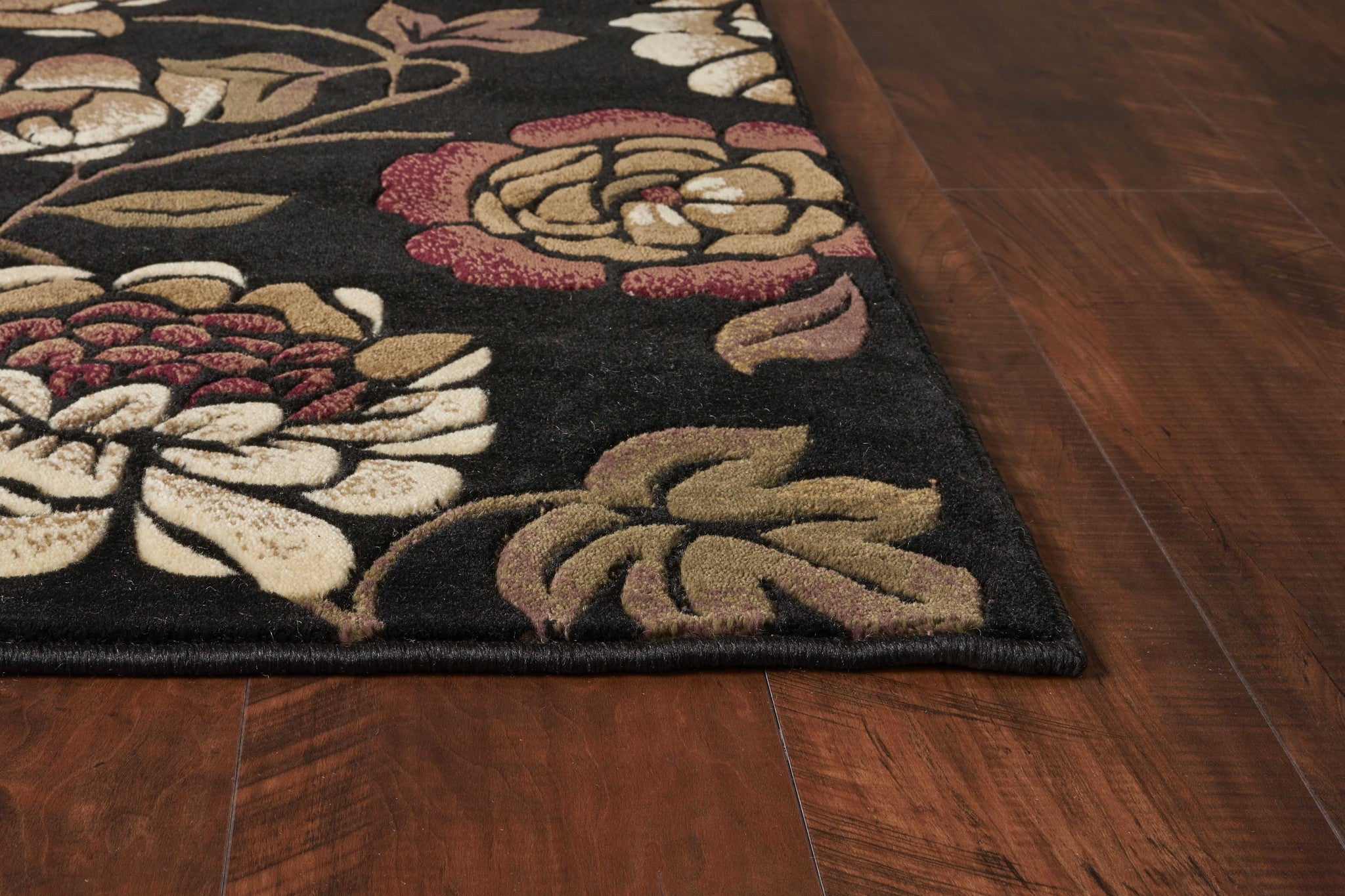 5' x 8' Black Floral Indoor Area Rug Default Title