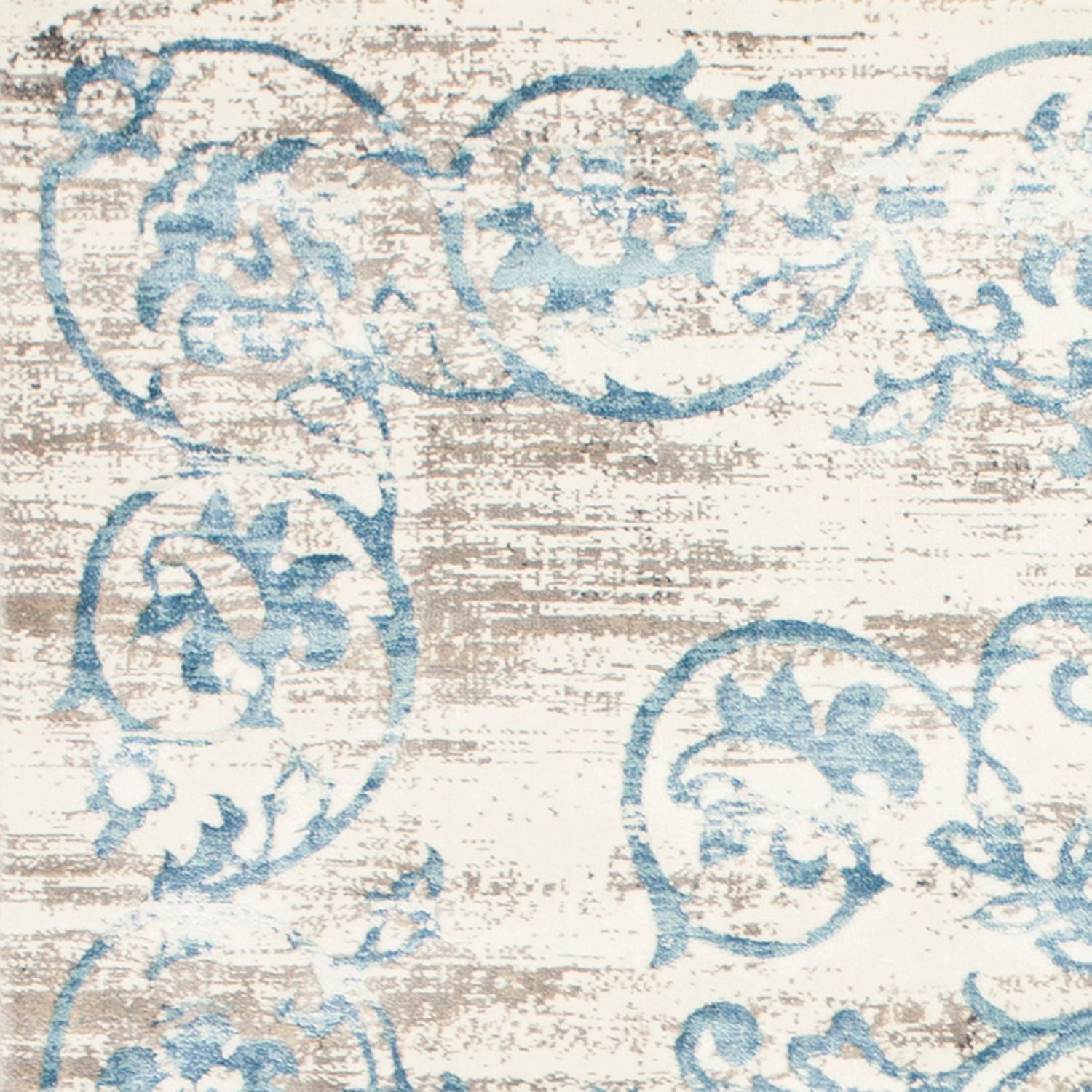 10'x13' Ivory Blue Machine Woven Distressed Floral Indoor Area Rug