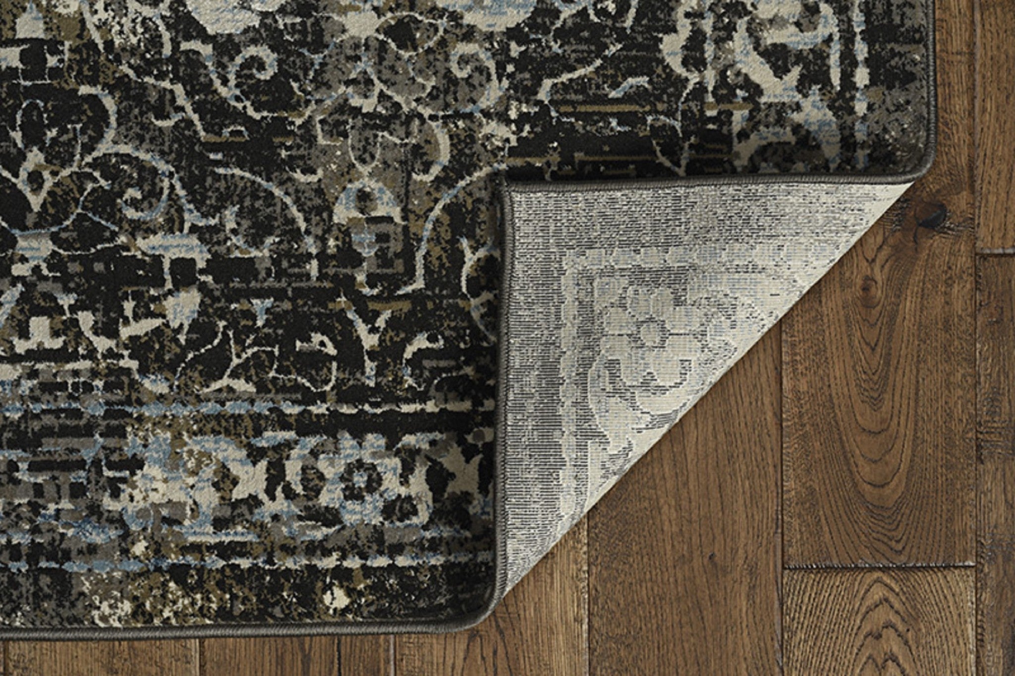 7' Midnight Black Machine Woven Vintage Traditional Indoor Runner Rug Default Title