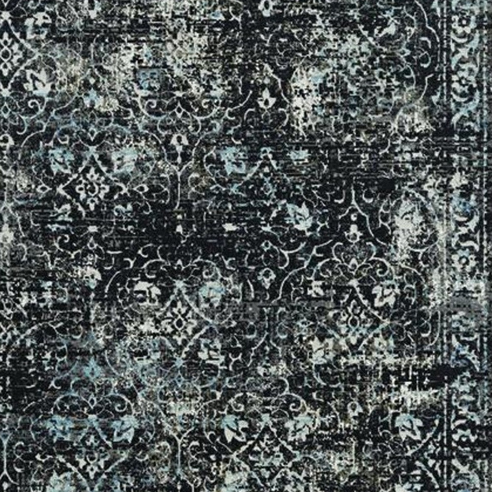 7' X 10' Black Grey Diamond Area Rug