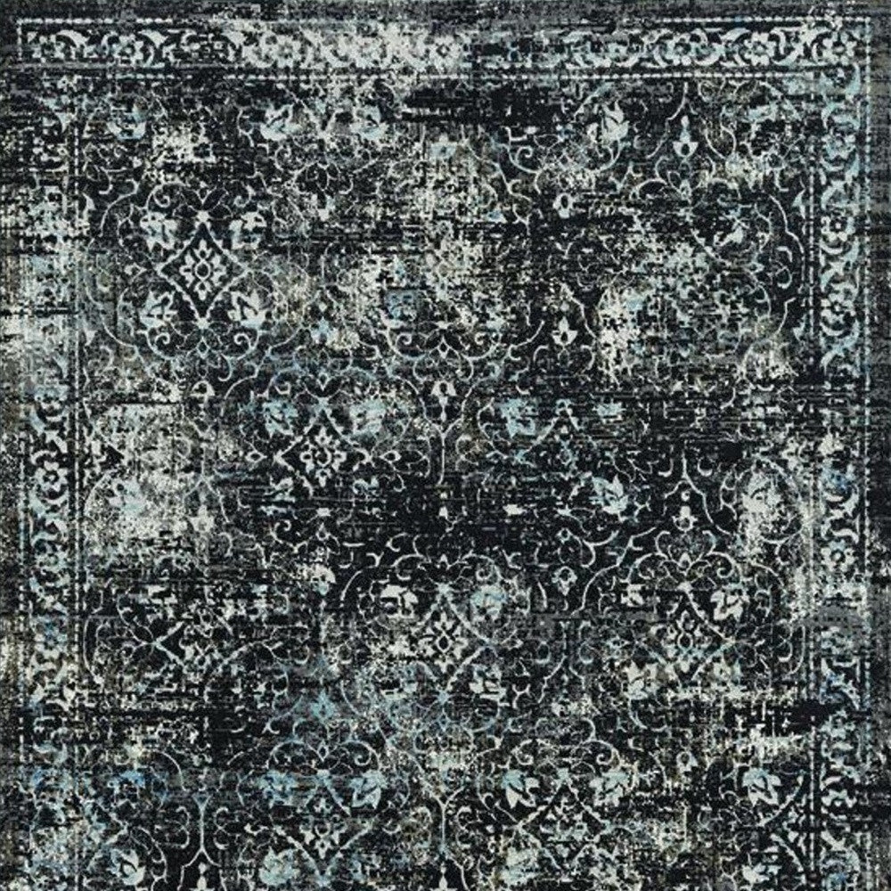 7' X 10' Black Grey Diamond Area Rug