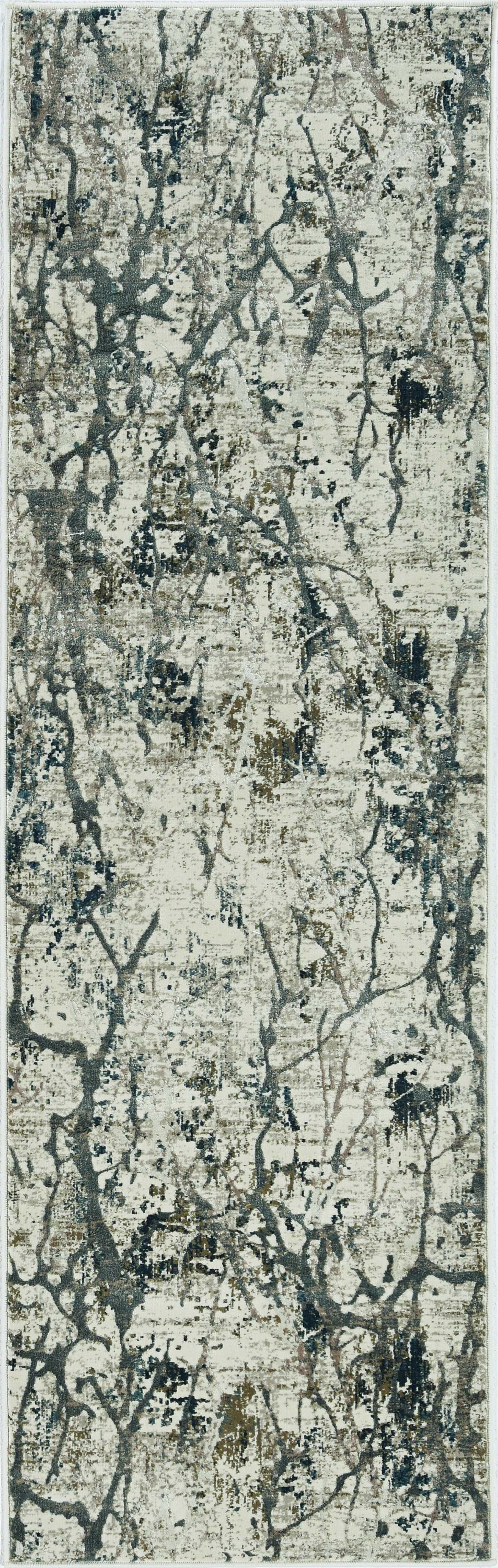 10'x13' Ivory Machine Woven Abstract Splatter Indoor Runner Rug