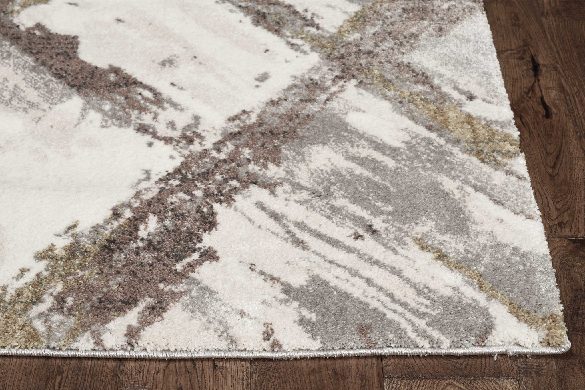 8' Ivory Grey Machine Woven Abstract Stroke Indoor Runner Rug Default Title