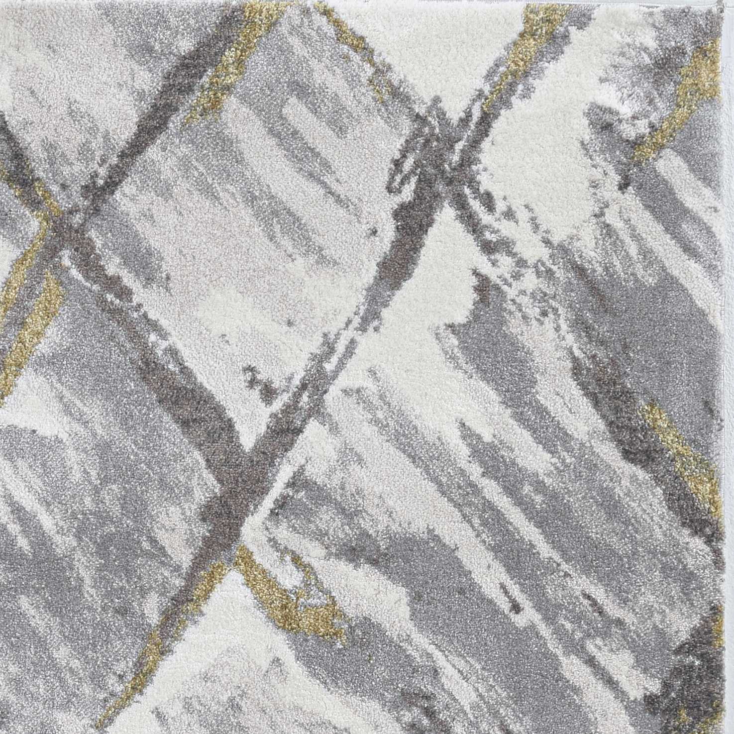 5' x 8' Ivory or Grey Abstract Diamond Tiles Indoor Area Rug Default Title
