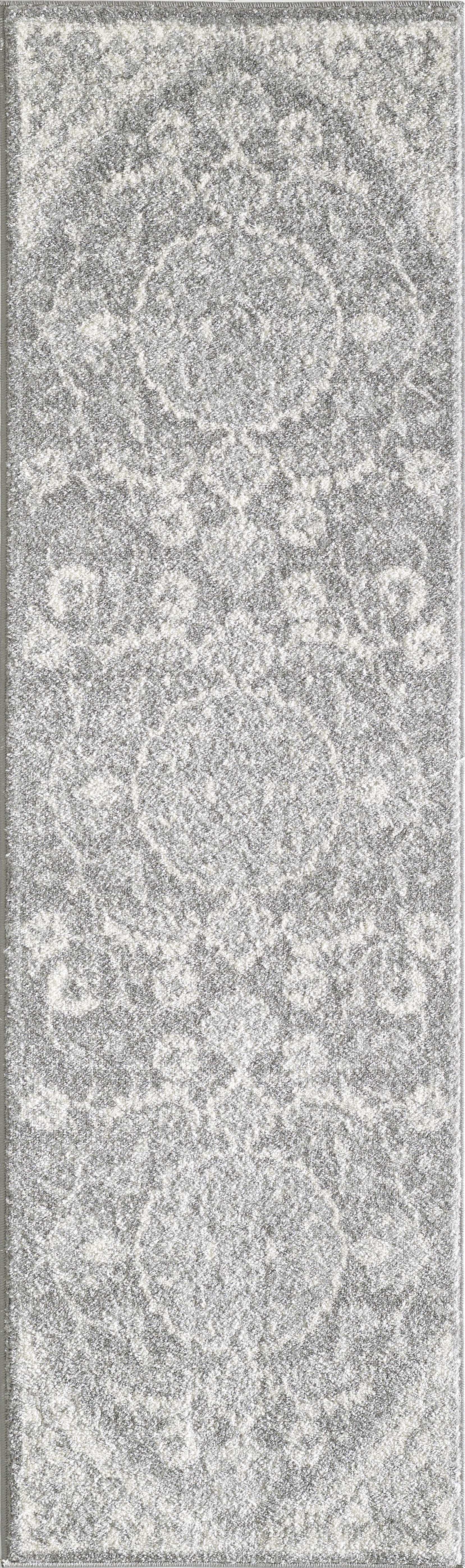 9'x12' Grey Distressed Floral Medallion Area Rug