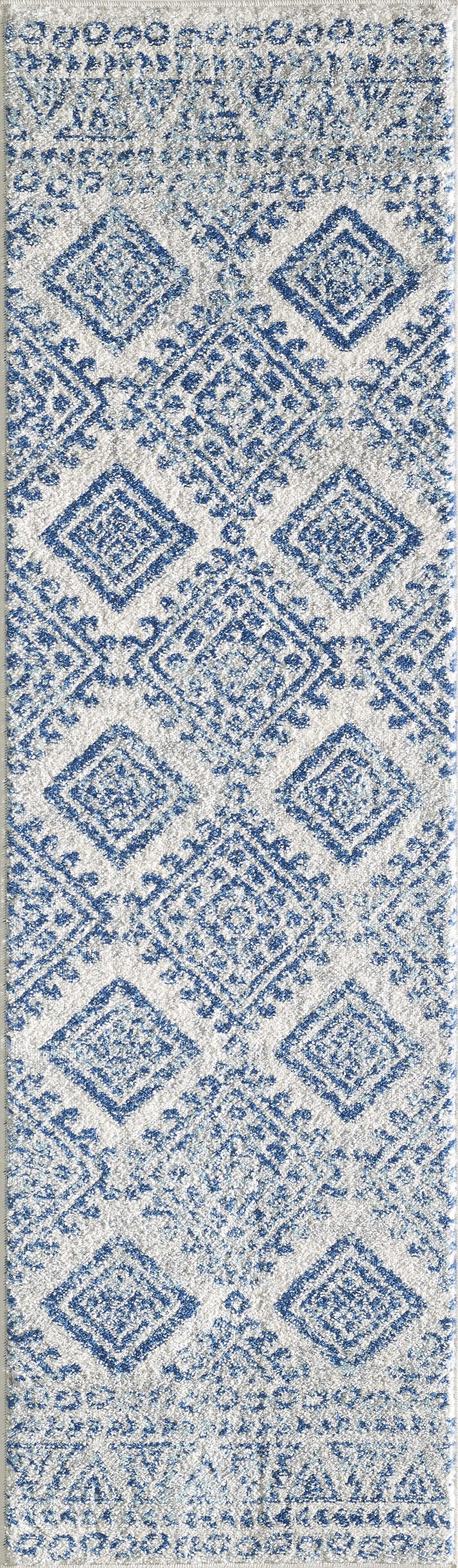 5' x 7' Ivory or Blue Aztec Diamond Area Rug