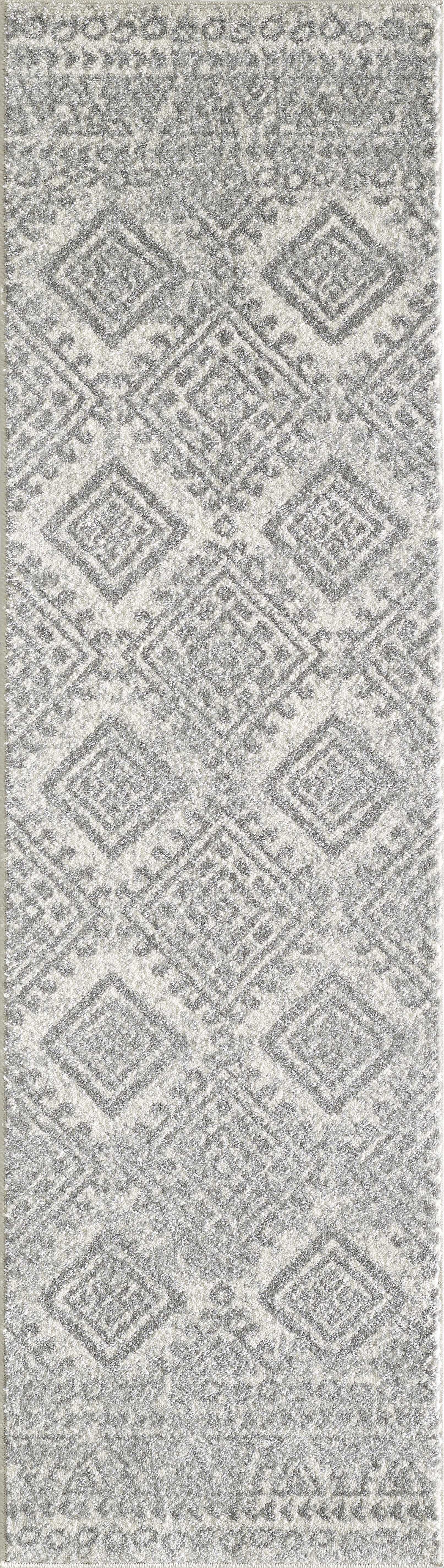 8'x10' Ivory Grey Machine Woven Geometric Bohemian Indoor Area Rug