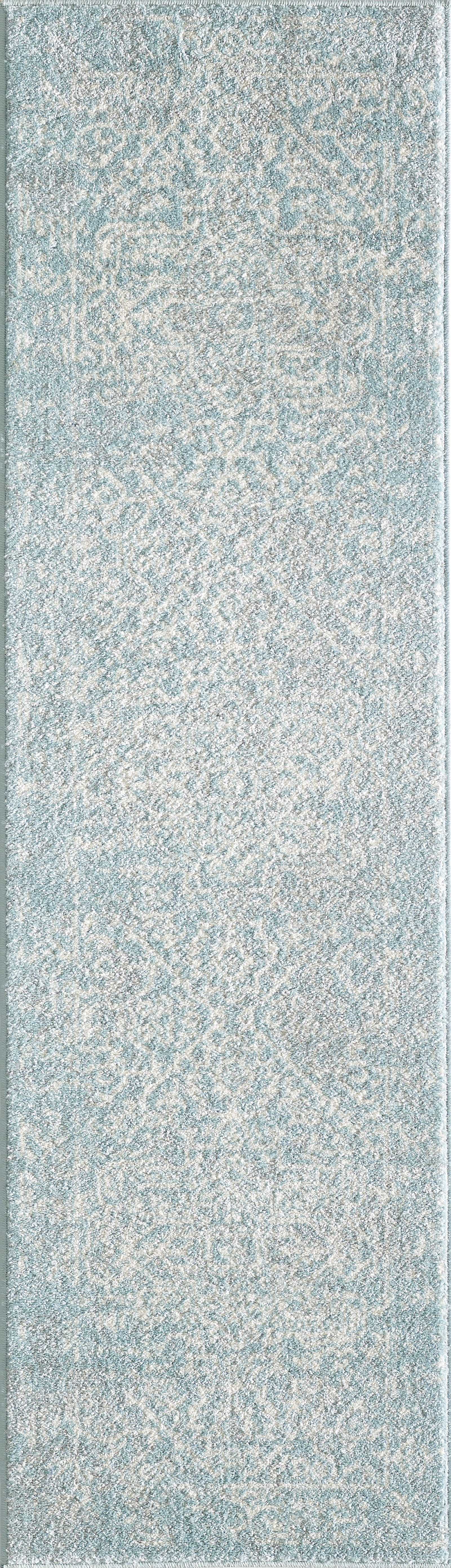 7'x12' Spa Blue Machine Woven Distressed Medallion Indoor Area Rug Default Title