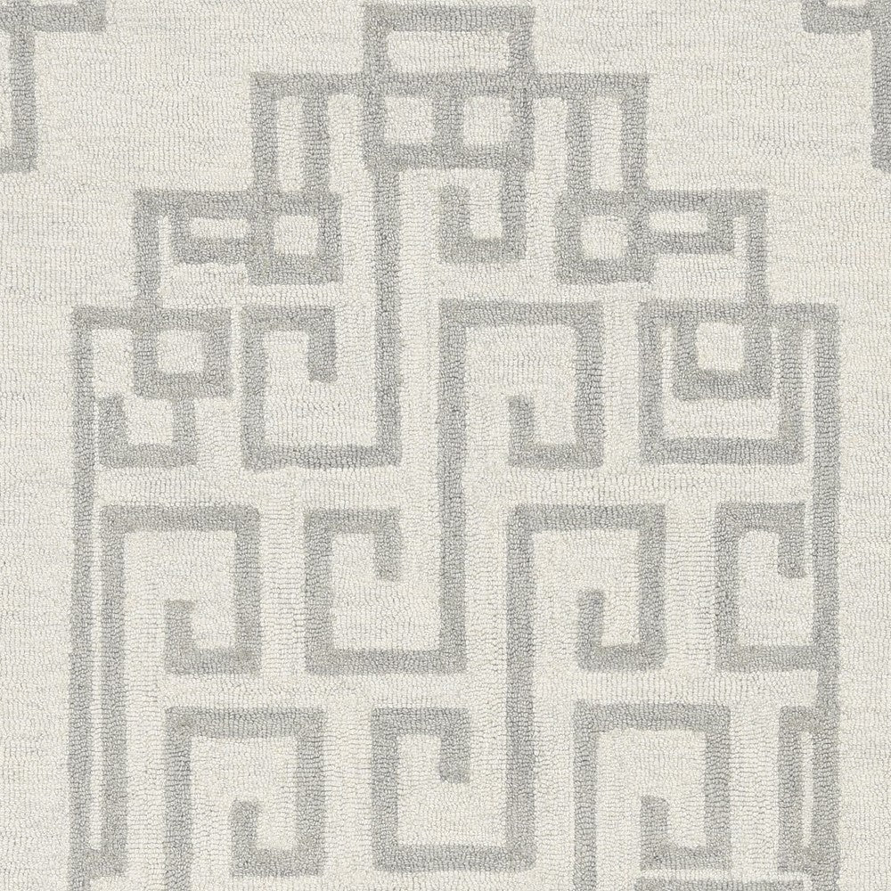 2' x 4' Ivory  Grey Wool Area Rug