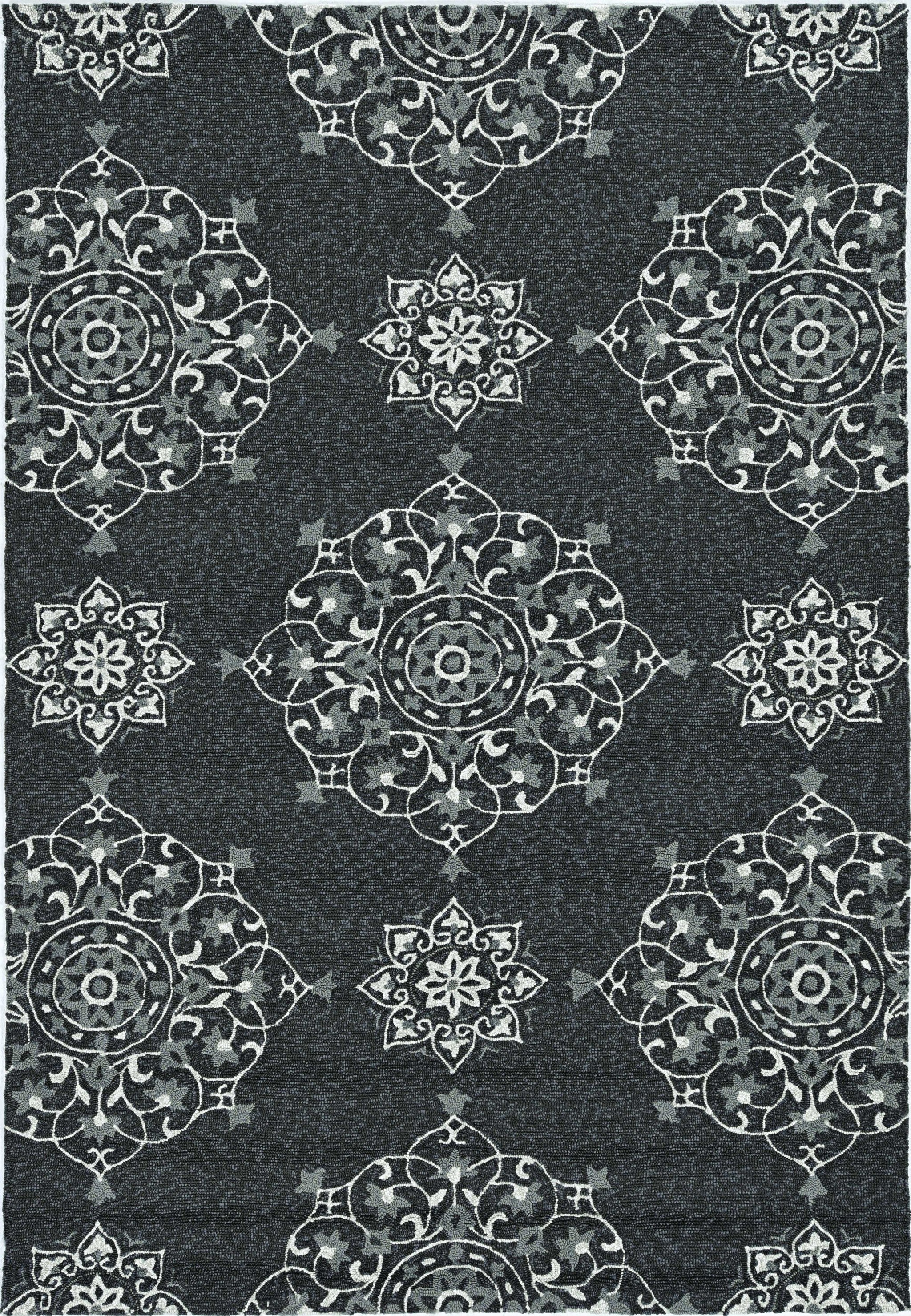 3' x 5' Charcoal Vintage Floral Area Rug