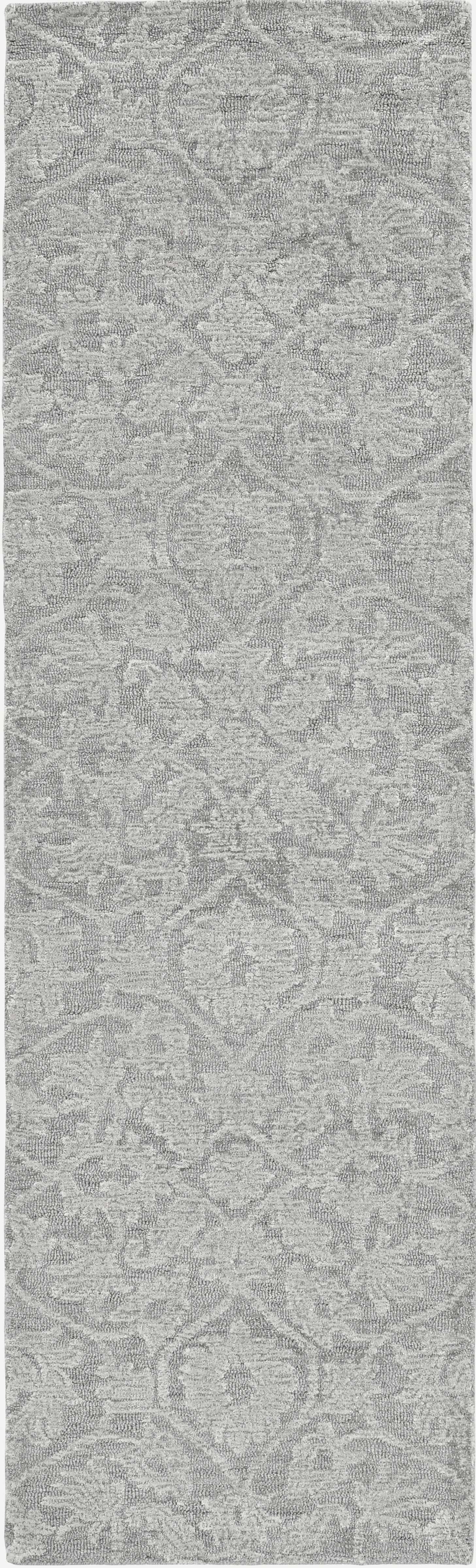 9'x13' Grey Hand Tufted Space Dyed Floral Ogee Indoor Area Rug