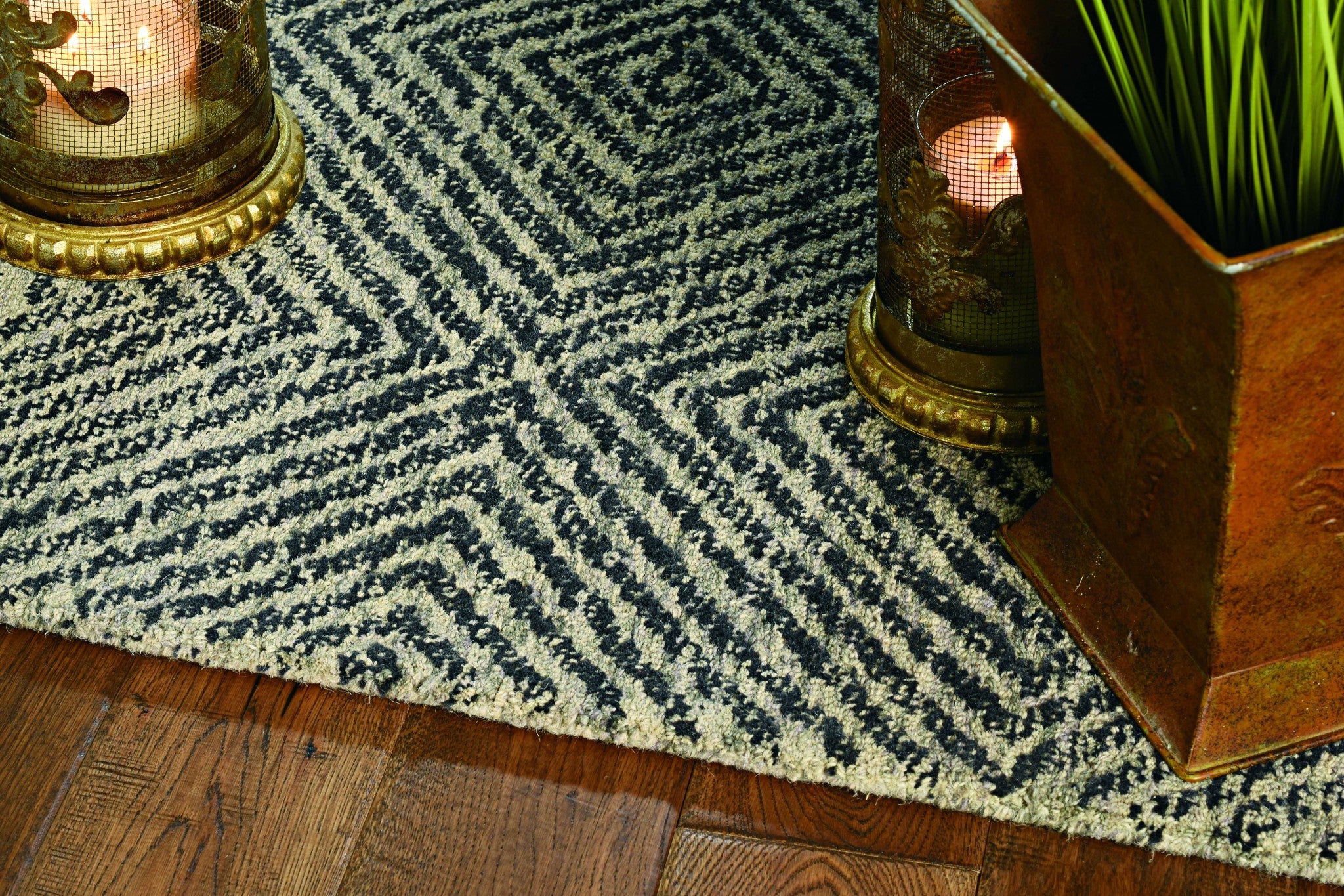 96 X 132 Grey or  Black Wool Rug