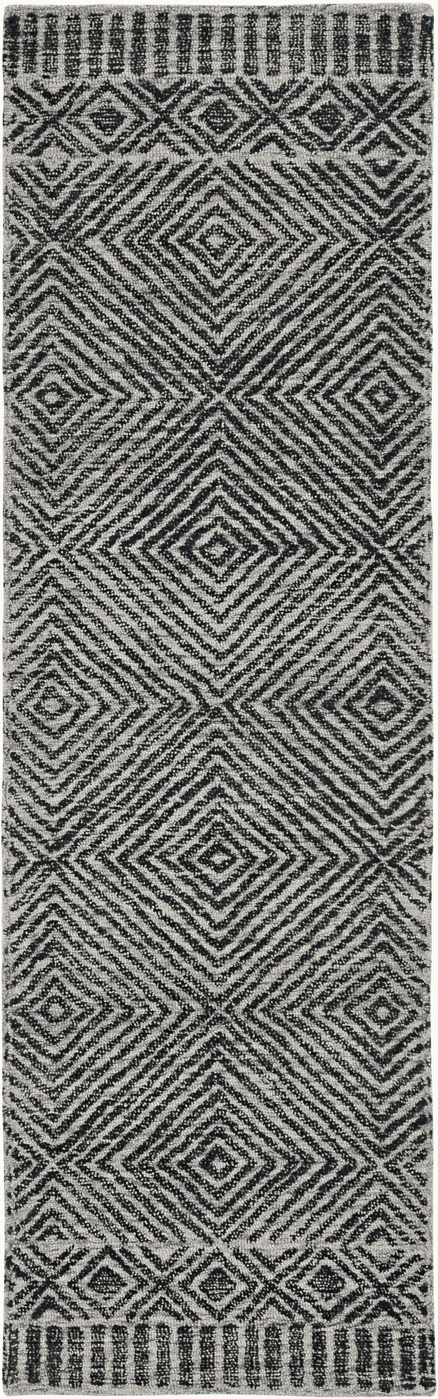 96 X 132 Grey or  Black Wool Rug