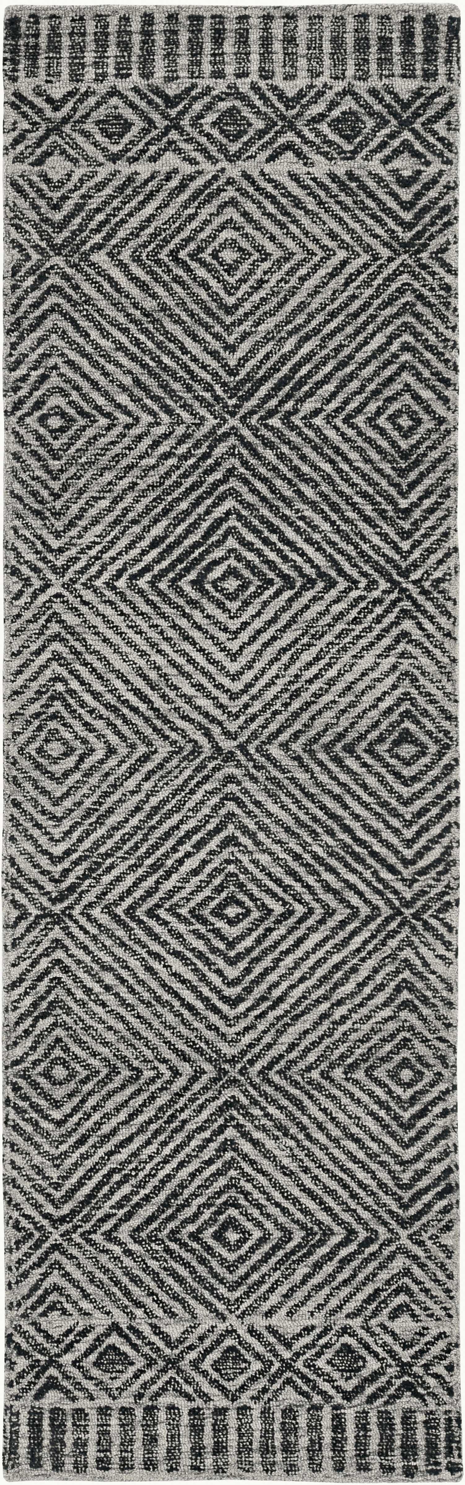 108 X 156 Grey or  Black Wool Rug