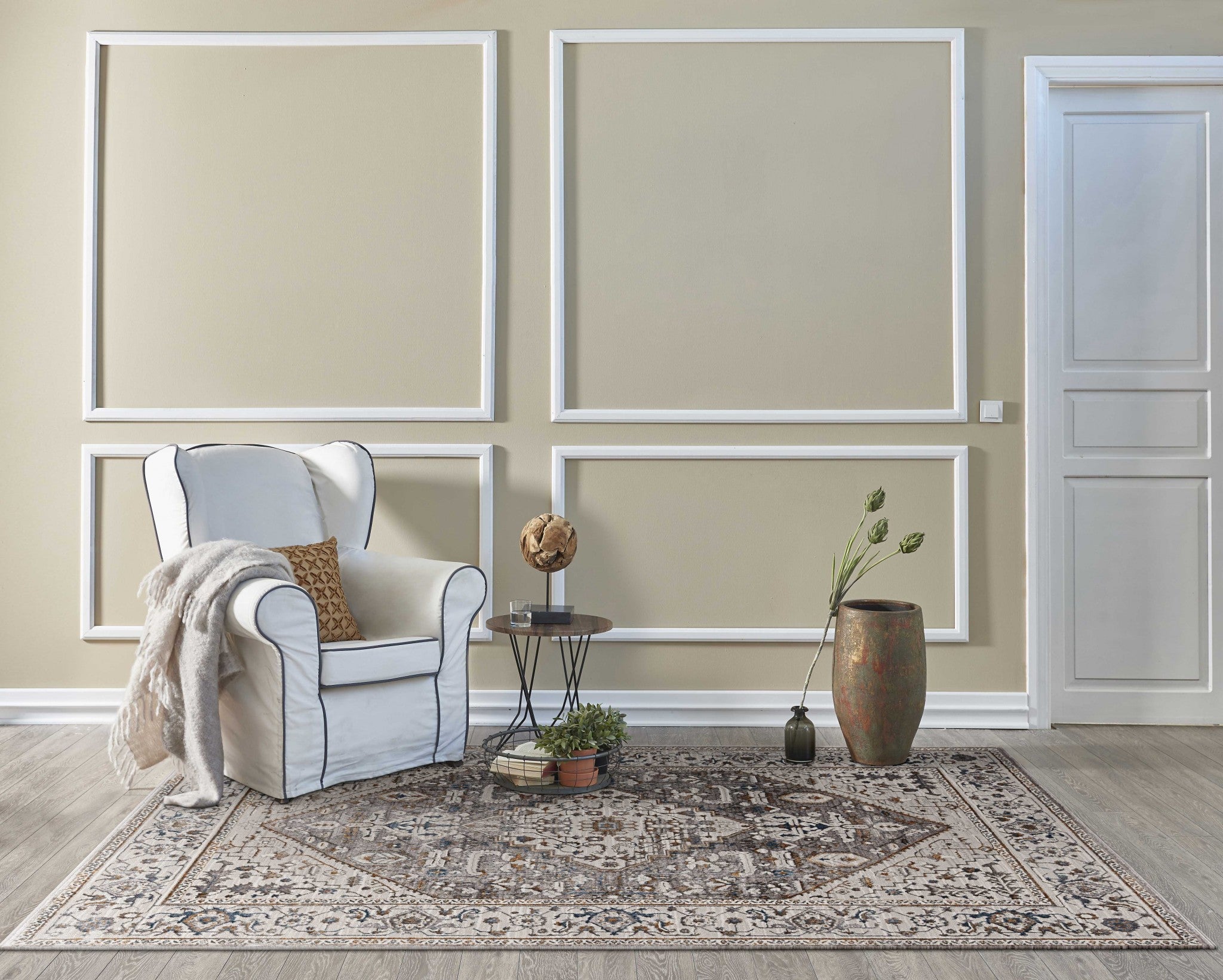 7'x10' Grey Machine Woven Medallion Indoor Area Rug Default Title