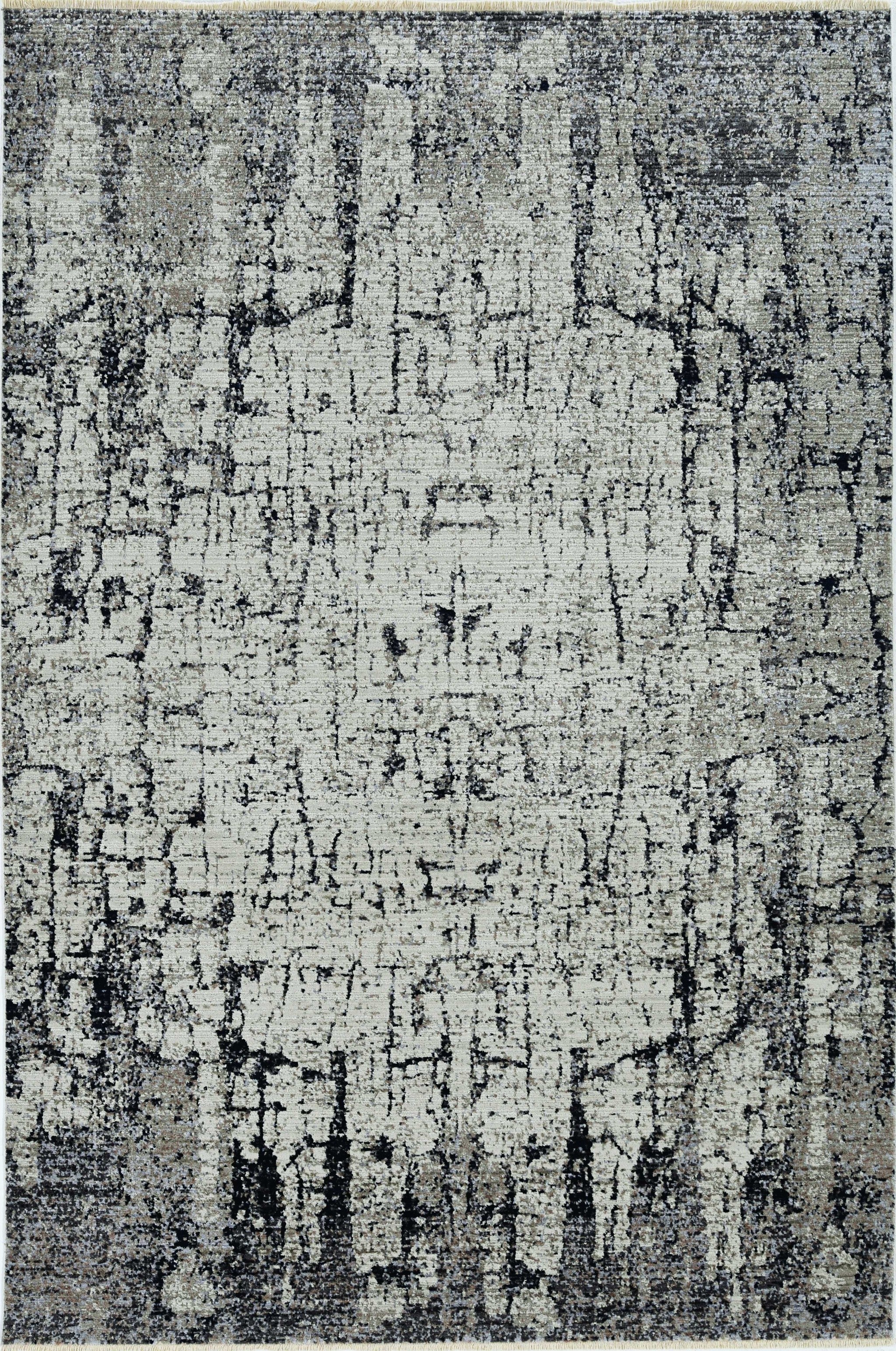 2' x 8' Ivory or Grey Abstract Cracks Runner Rug