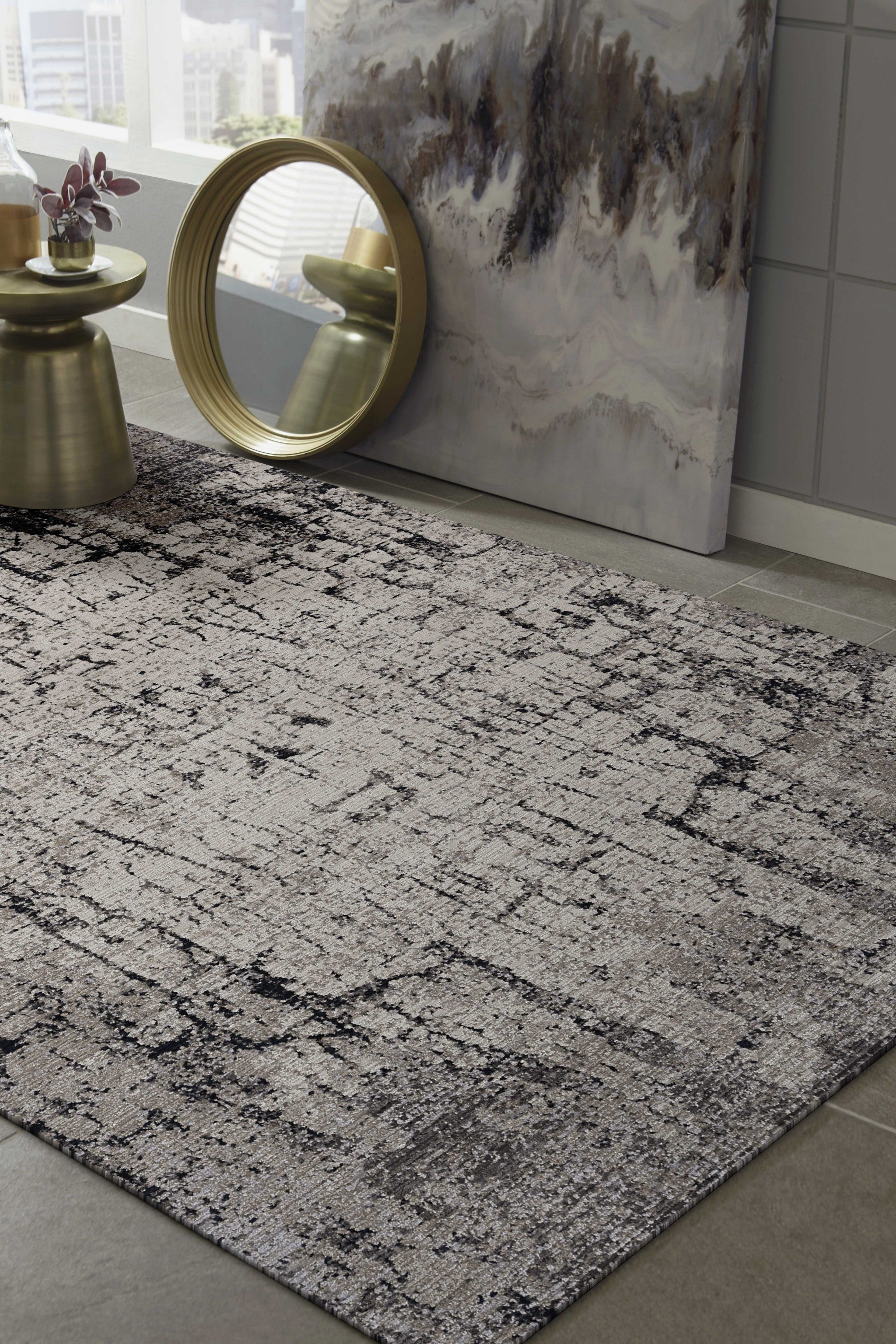 96 X 96 Ivory or Grey Polyester Rug