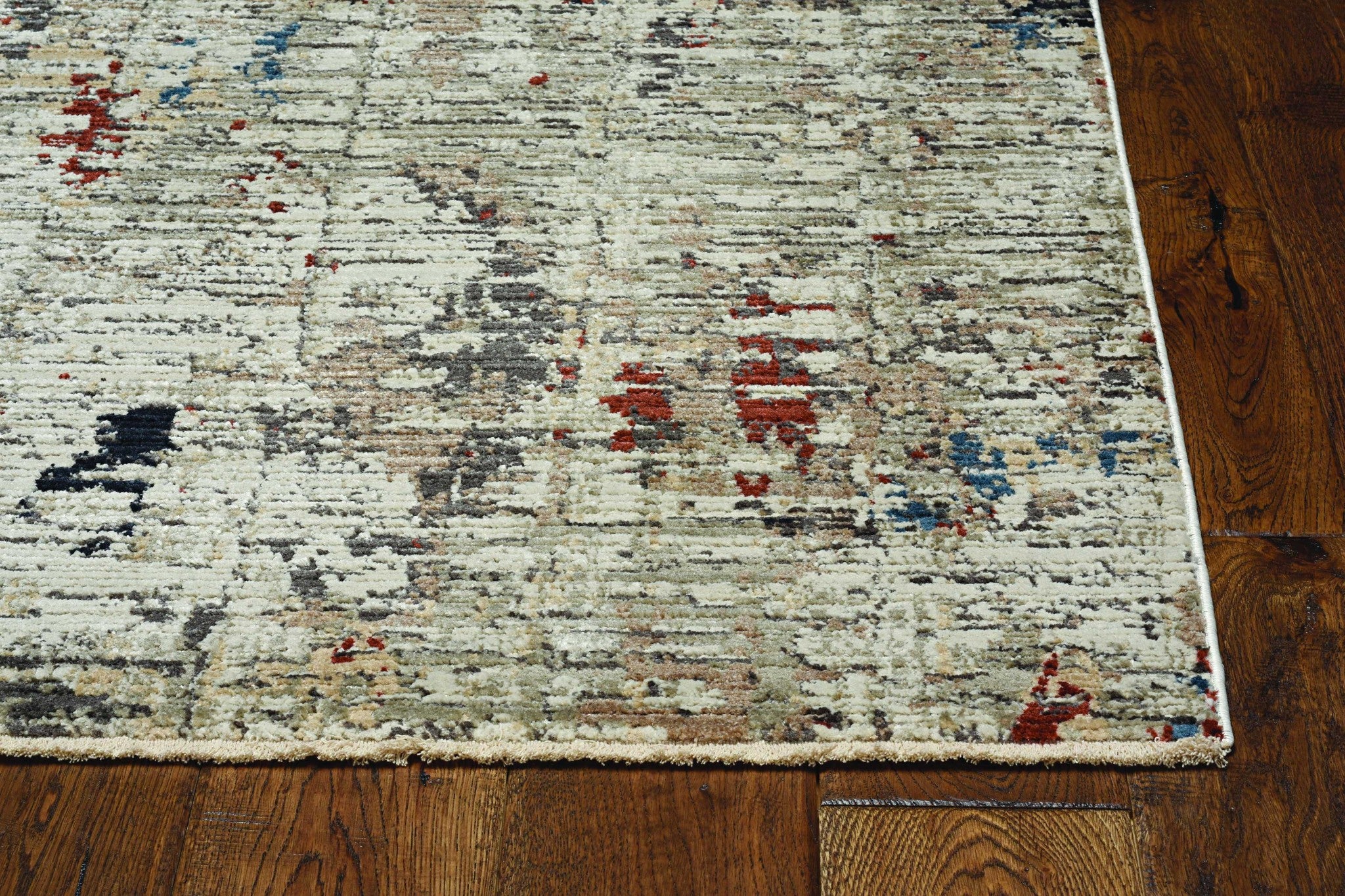 7' Beige Grey Machine Woven Shrank Abstract Design Indoor Runner Rug Default Title