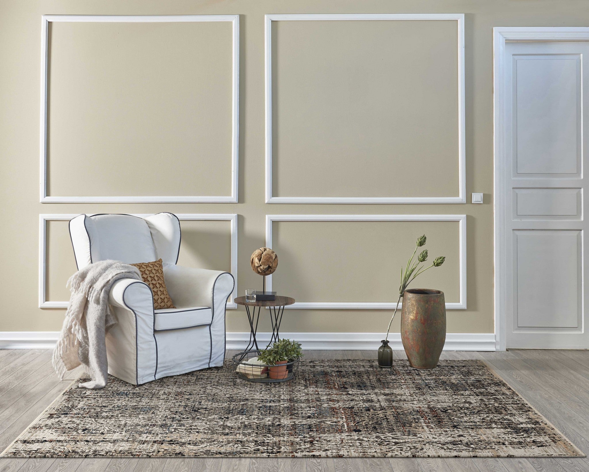 5'x8' Grey Machine Woven Distressed Traditional Indoor Area Rug Default Title