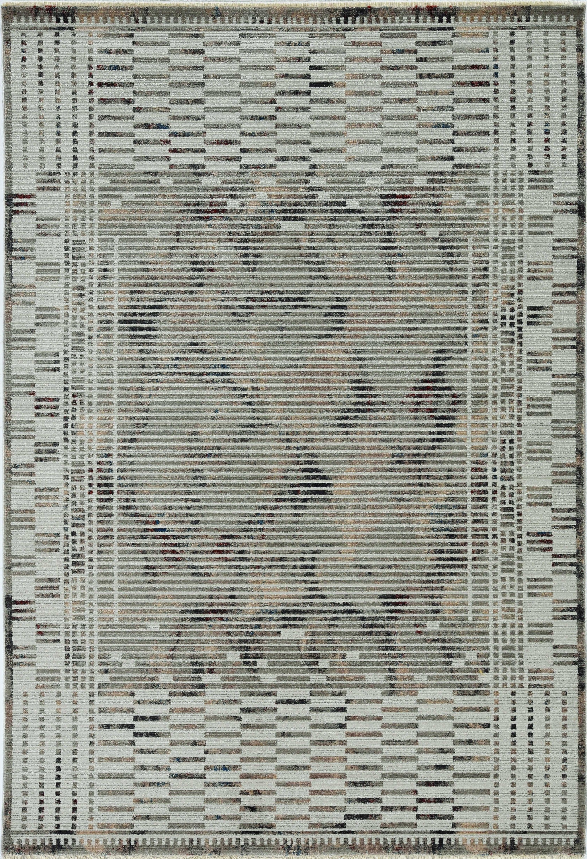 2' x 8' Natural Geometric Bars Runner Rug