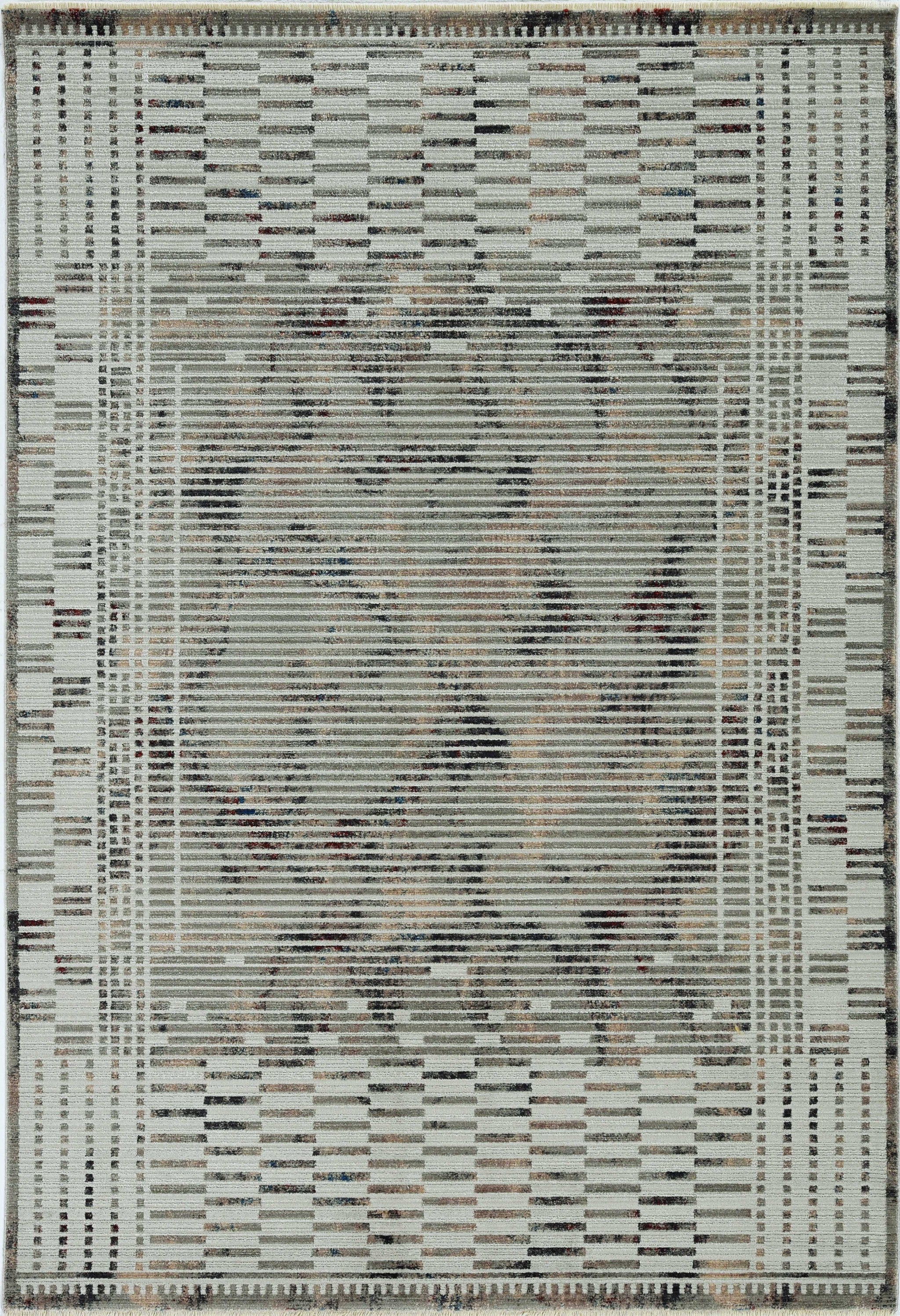 4'x6' Beige Machine Woven Shrank Abstract Lines Design Indoor Area Rug