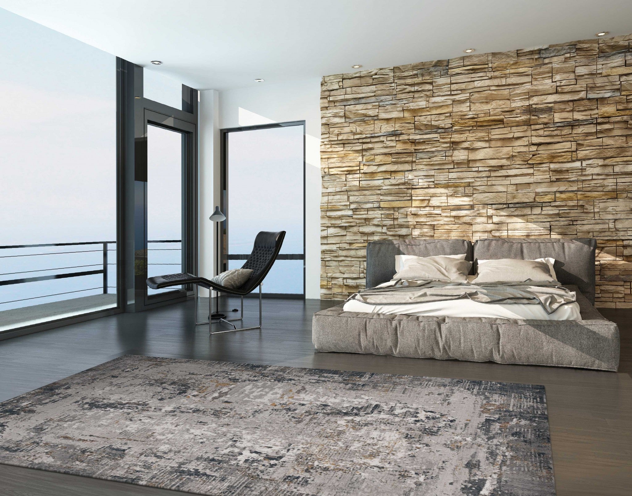 10'x13' Grey Machine Woven Abstract Smudge Indoor Area Rug