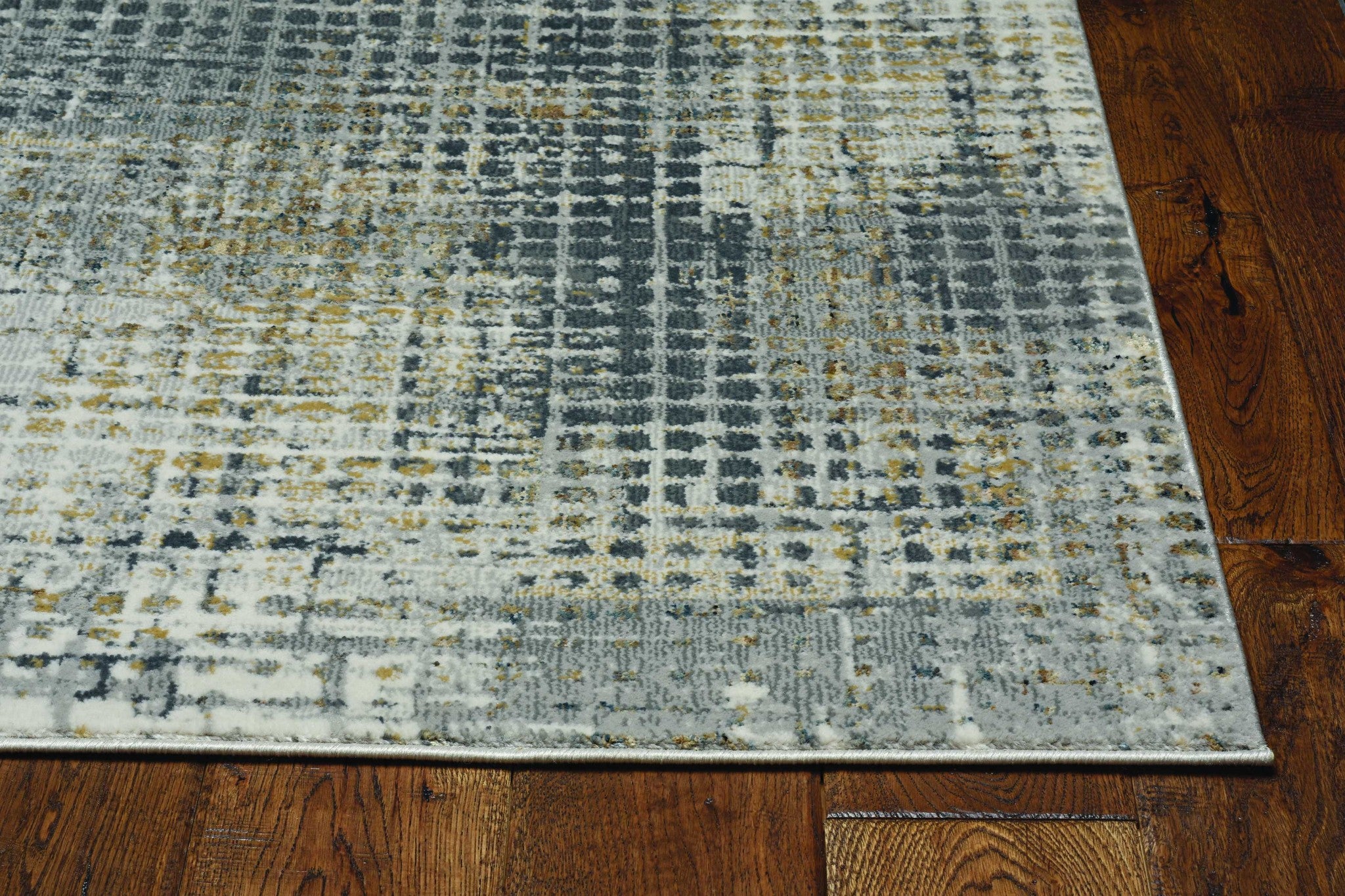 7' Ivory Grey Machine Woven Abstract Dots Indoor Runner Rug Default Title
