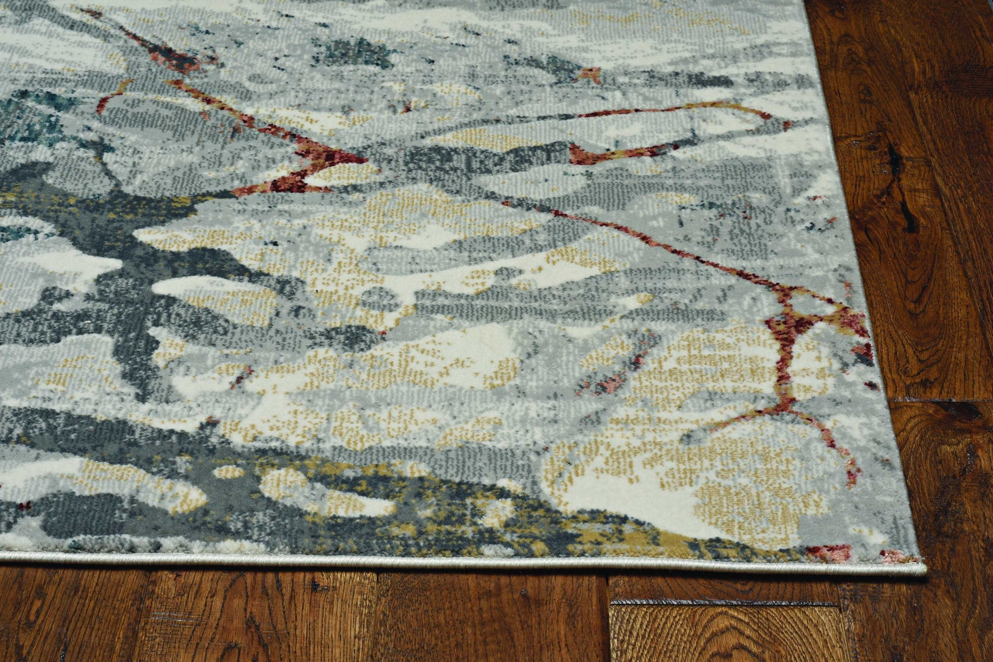 7' Grey Teal Machine Woven Abstract Splatter Indoor Runner Rug Default Title