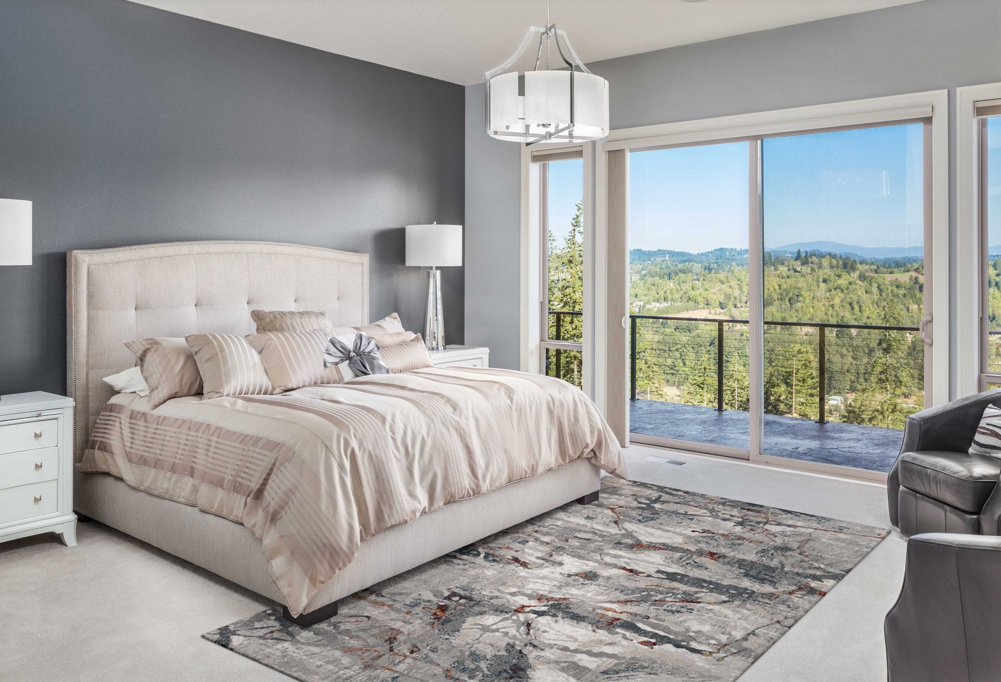 7'x10' Grey Teal Machine Woven Abstract Splatter Indoor Area Rug Default Title