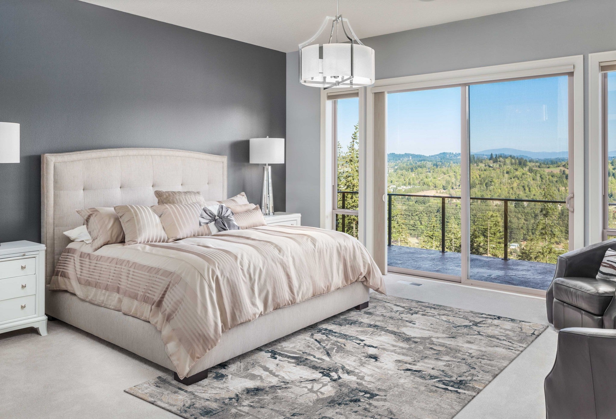 5'x8' Grey Teal Machine Woven Abstract Splatter Indoor Area Rug Default Title