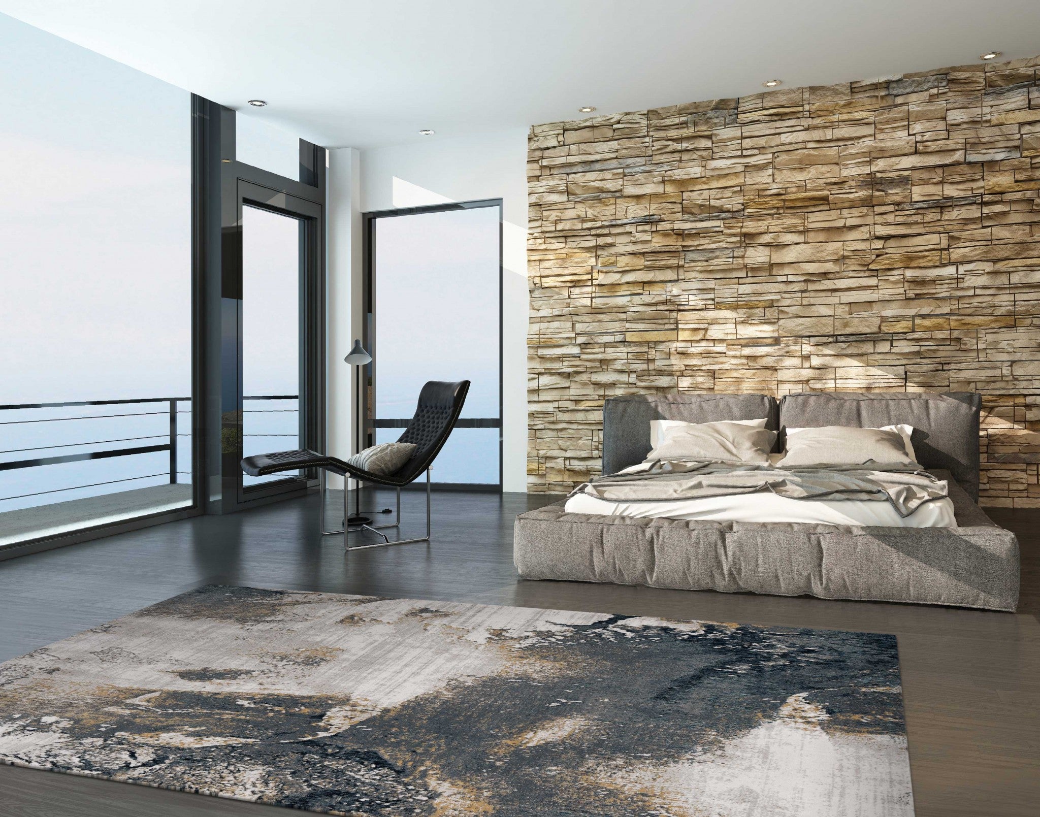 5' x 8' Grey or Brick Abstract Traditional Area Rug Default Title