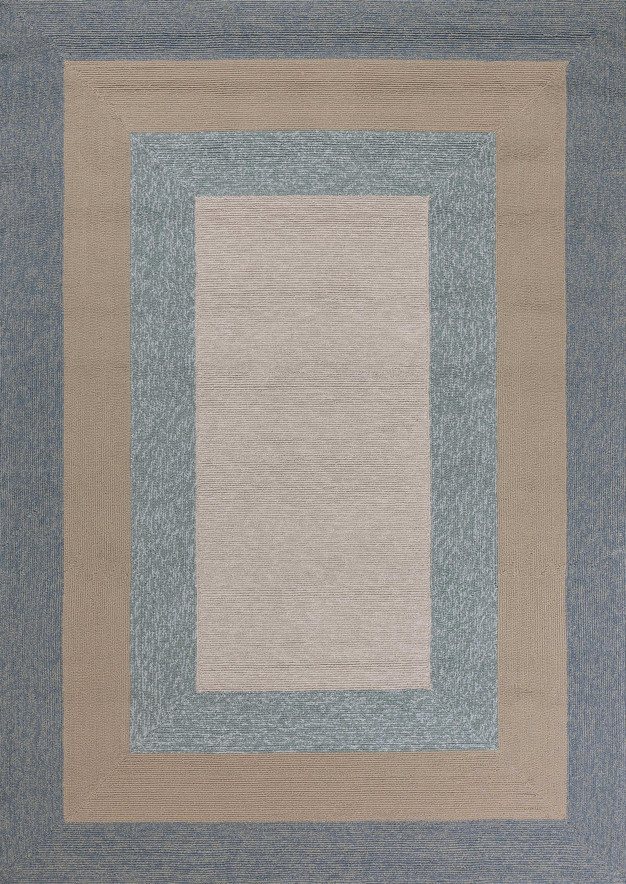 5' x 7' Spa Ivory Bordered Indoor Outdoor Area Rug