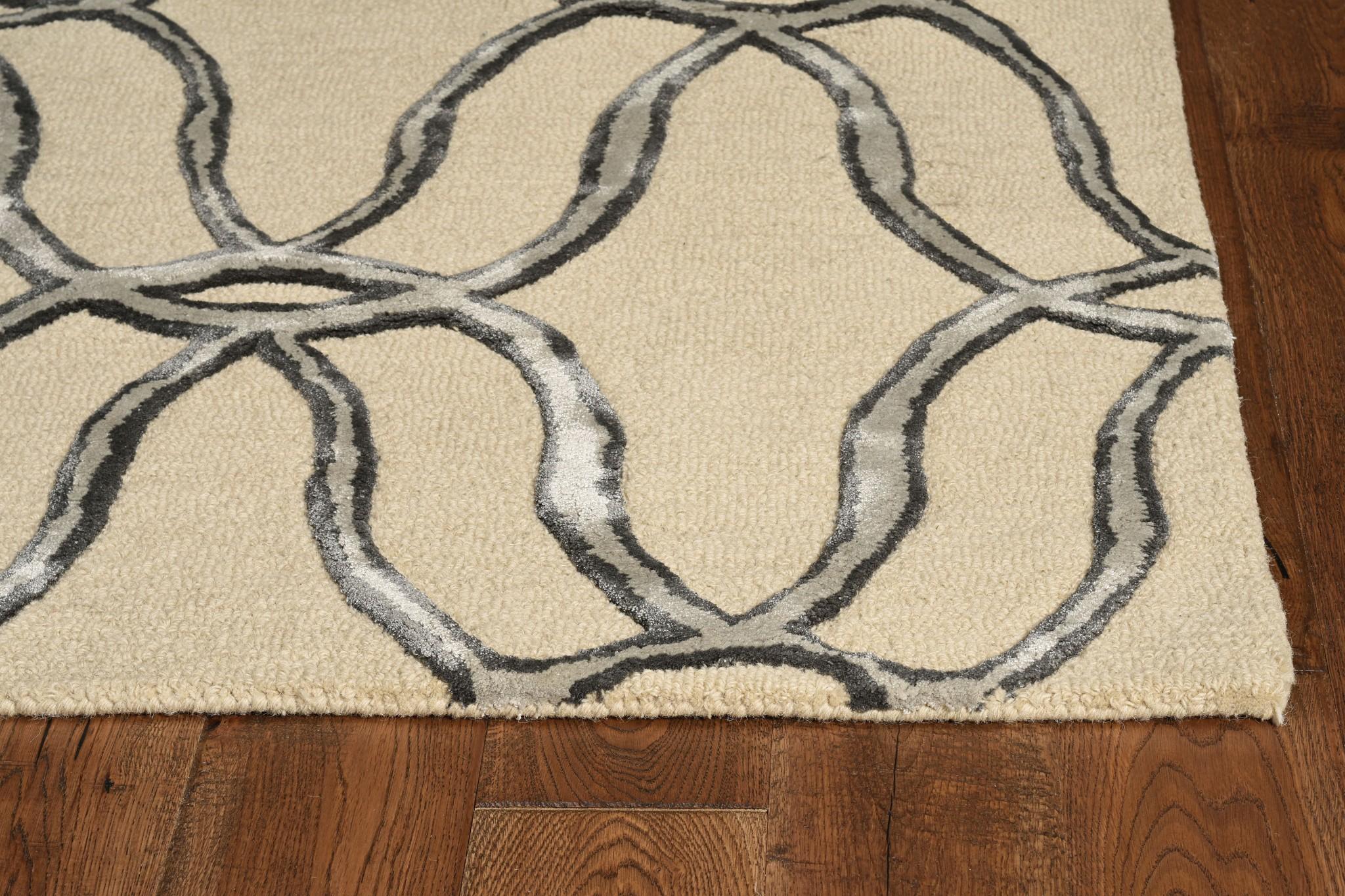 12'x15' Silver Ivory Hand Tufted Vermicular Indoor Area Rug