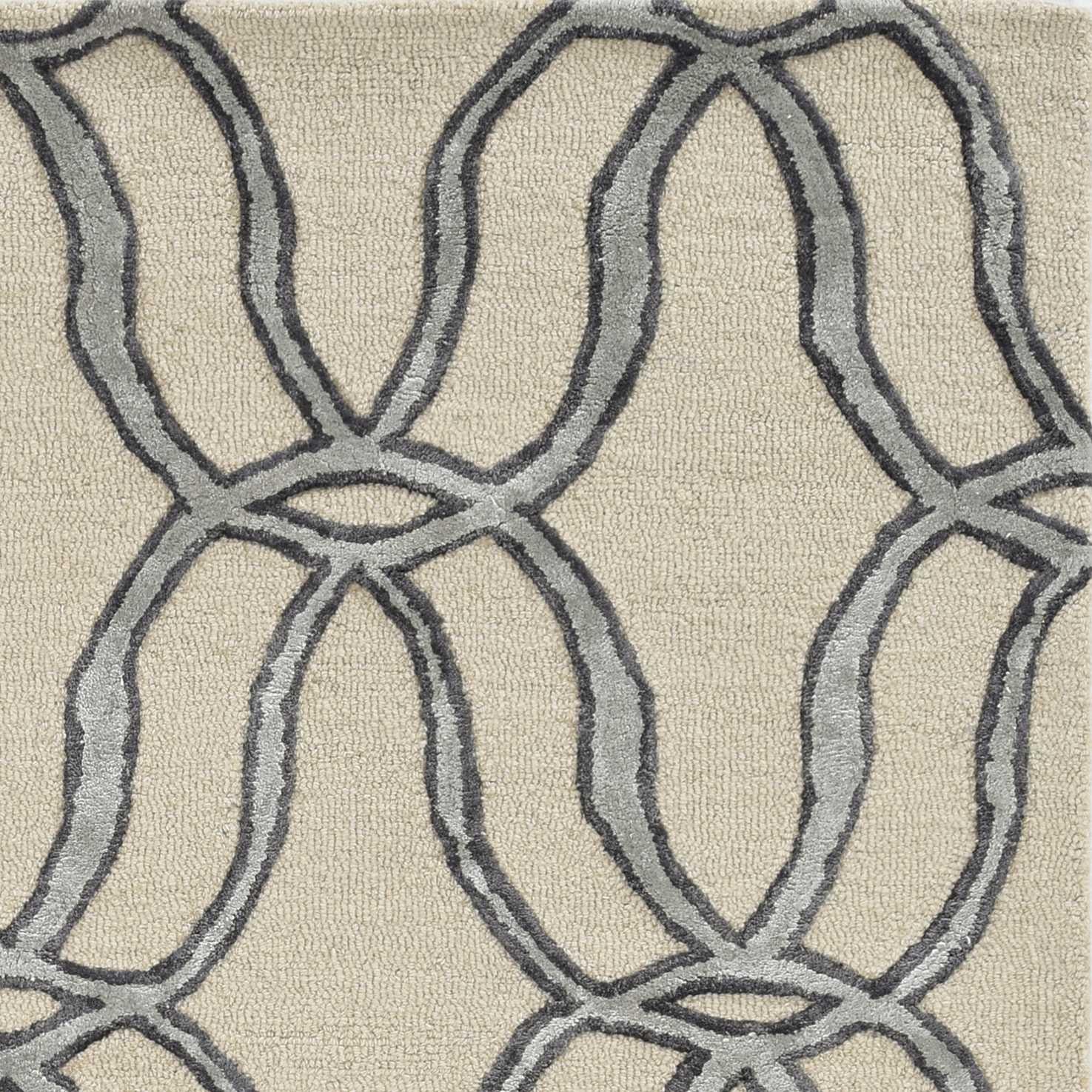 5'x7' Silver Ivory Hand Tufted Vermicular Indoor Area Rug