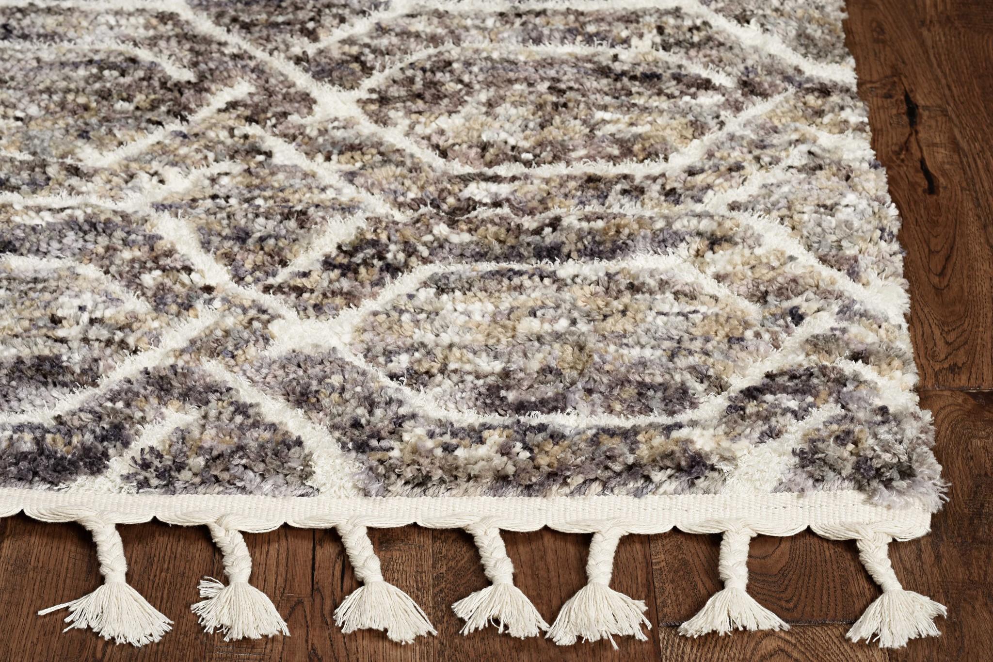 8'x10' Silver Ivory Hand Tufted Vermicular Indoor Area Rug