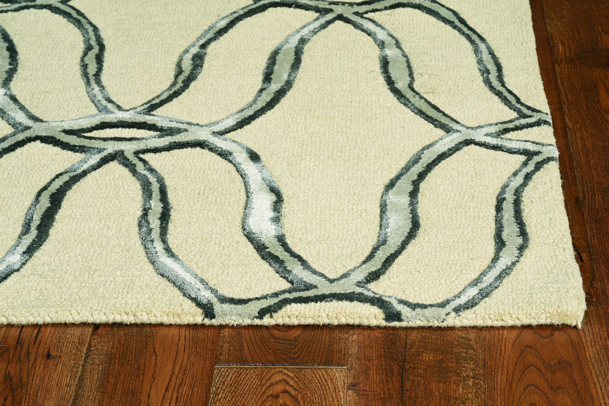 9'x13' Silver Ivory Hand Tufted Vermicular Indoor Area Rug