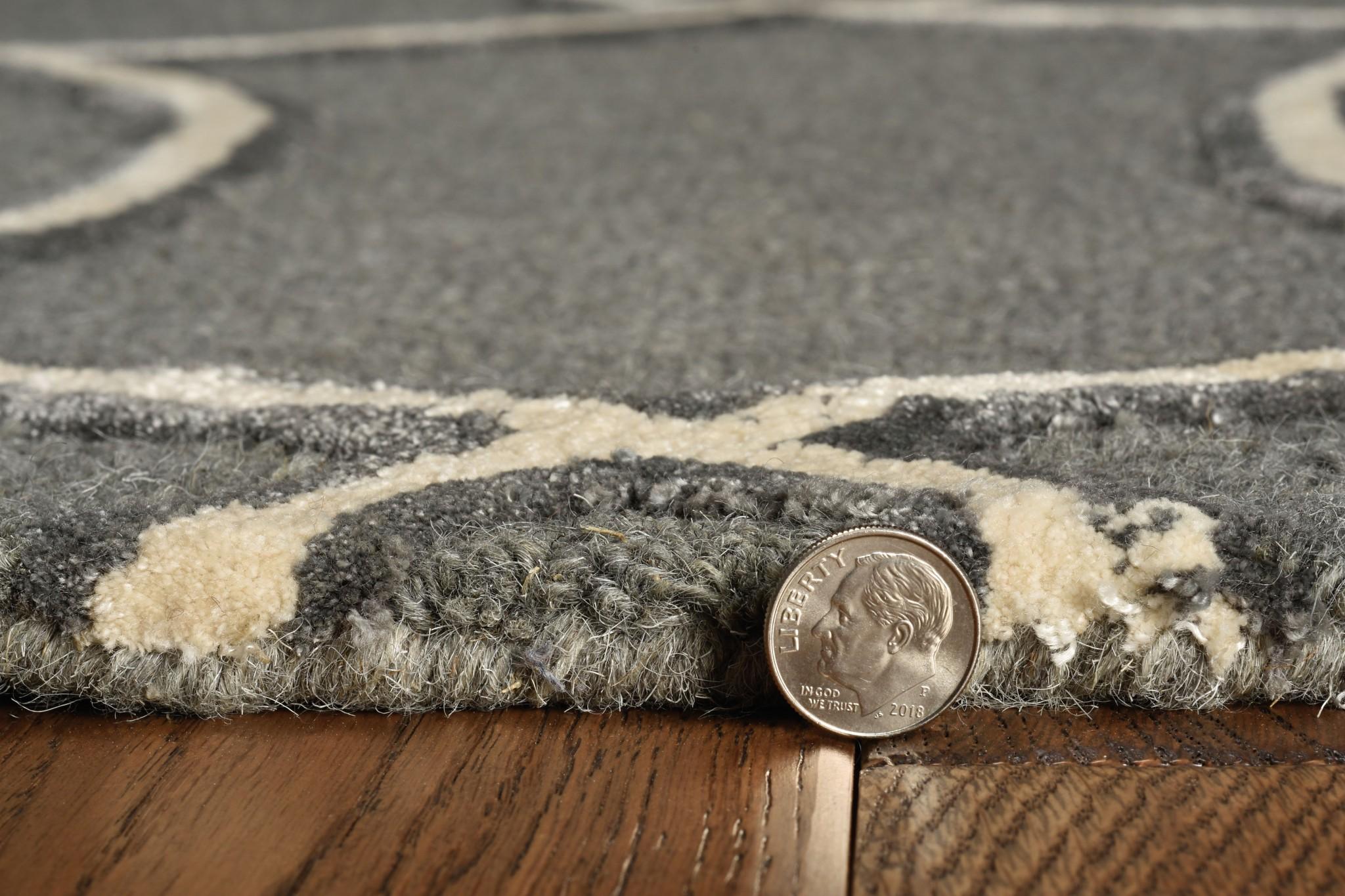 8' Charcoal Grey Hand Tufted Ogee Indoor Runner Rug