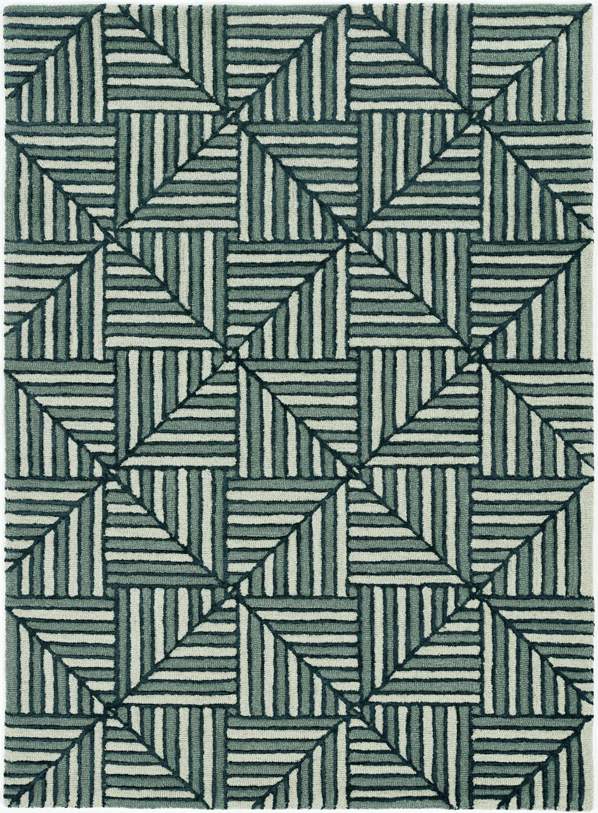 5'x7' Navy Charcoal Hand Tufted Geometric Diamond Pattern Indoor Area Rug