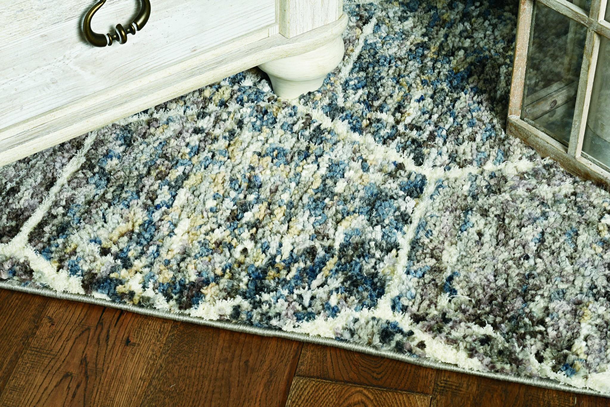 8'x10' Navy Charcoal Hand Tufted Geometric Diamond Pattern Indoor Area Rug