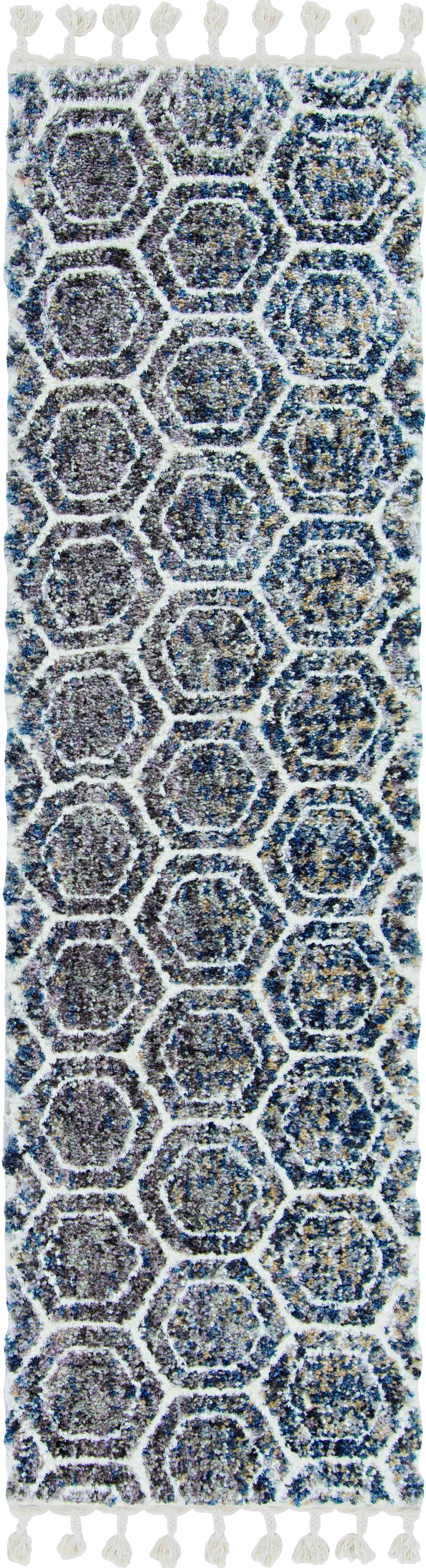 8'x10' Navy Charcoal Hand Tufted Geometric Diamond Pattern Indoor Area Rug