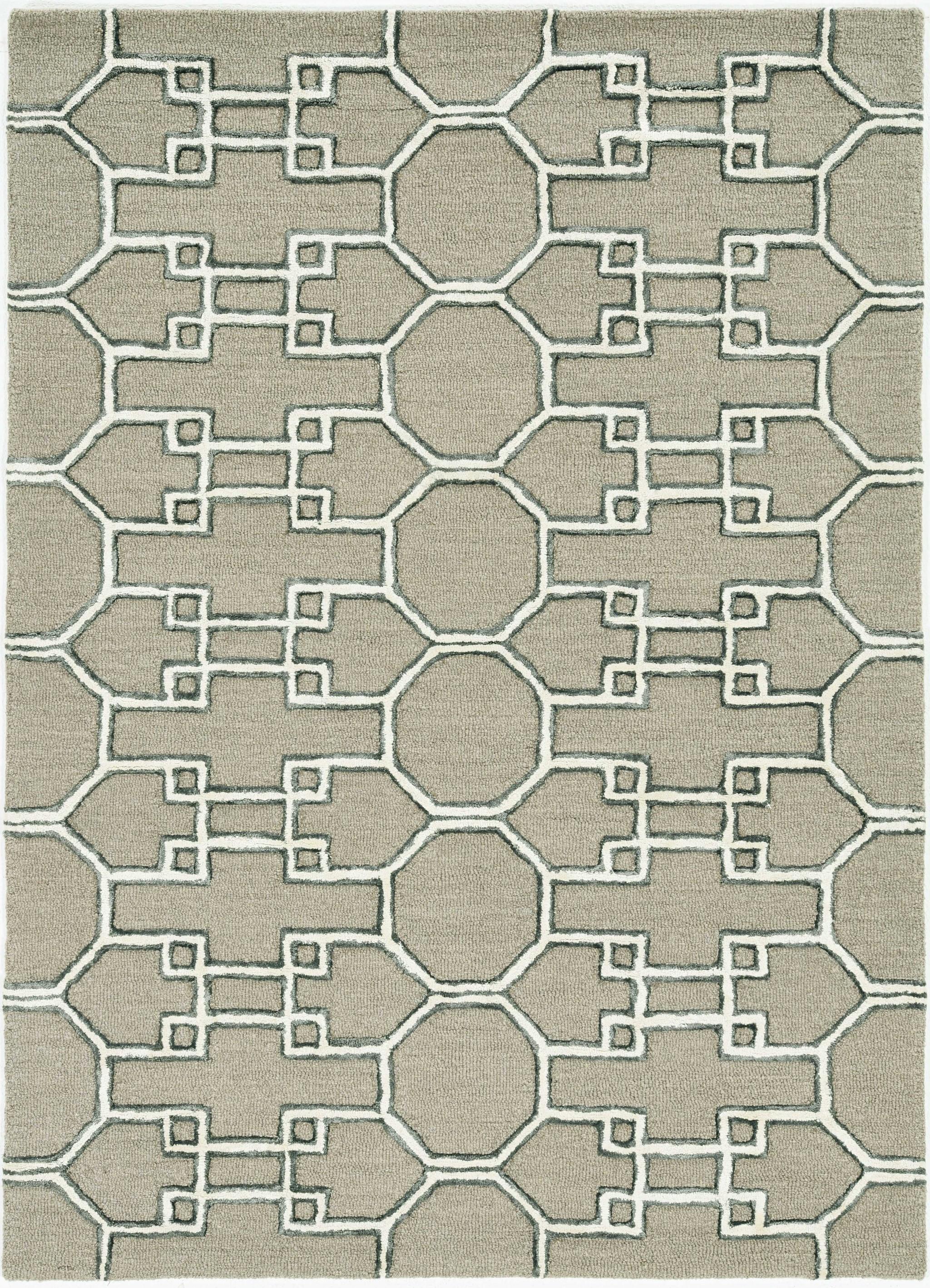 5' x 7' Mocha Geometric Pattern Wool Indoor Area Rug