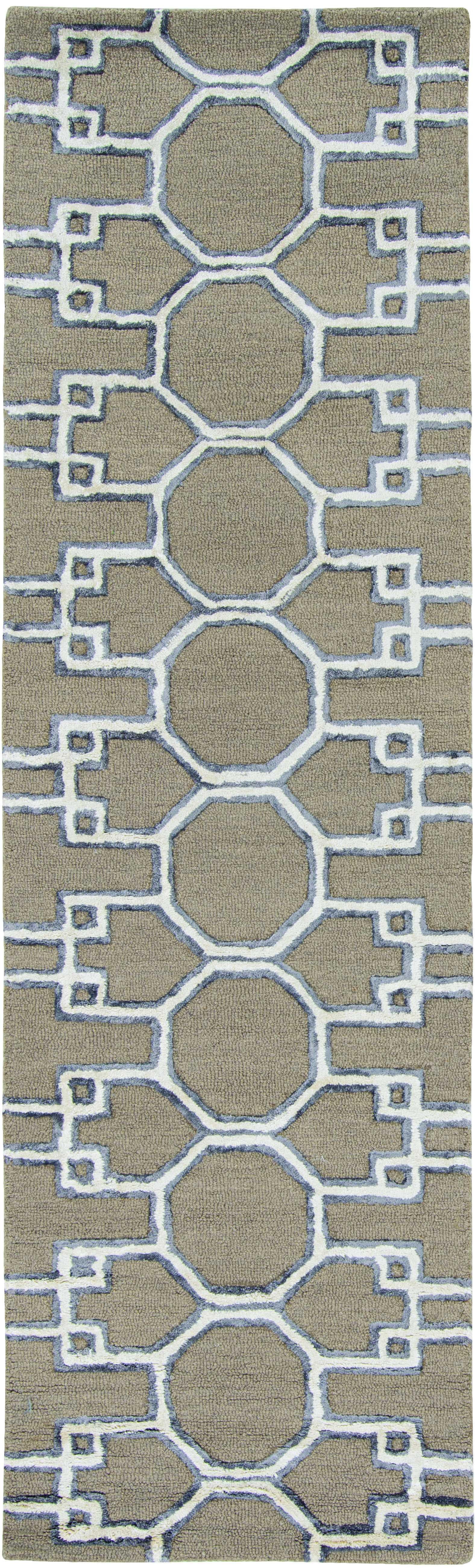 5' x 7' Mocha Geometric Pattern Wool Indoor Area Rug