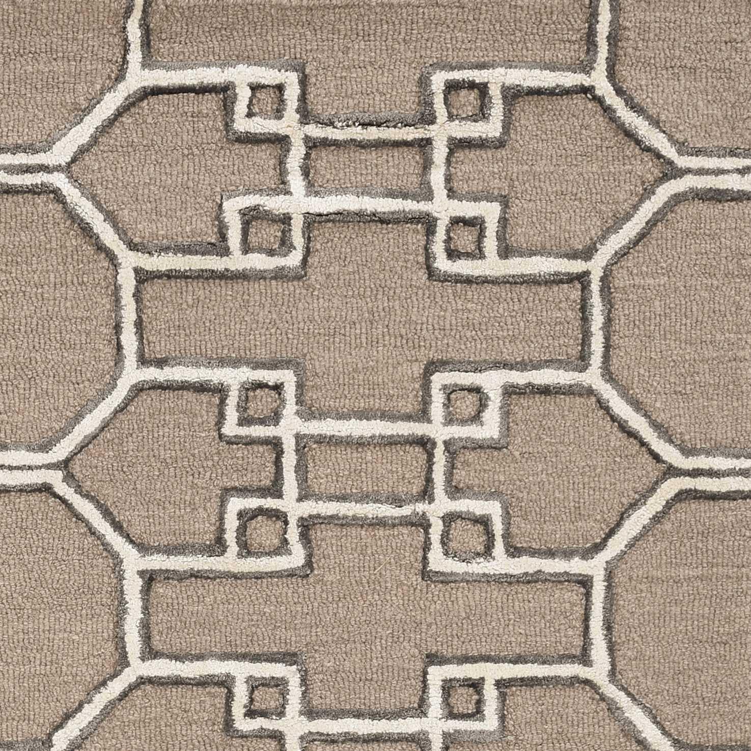 5' x 7' Mocha Geometric Pattern Wool Indoor Area Rug
