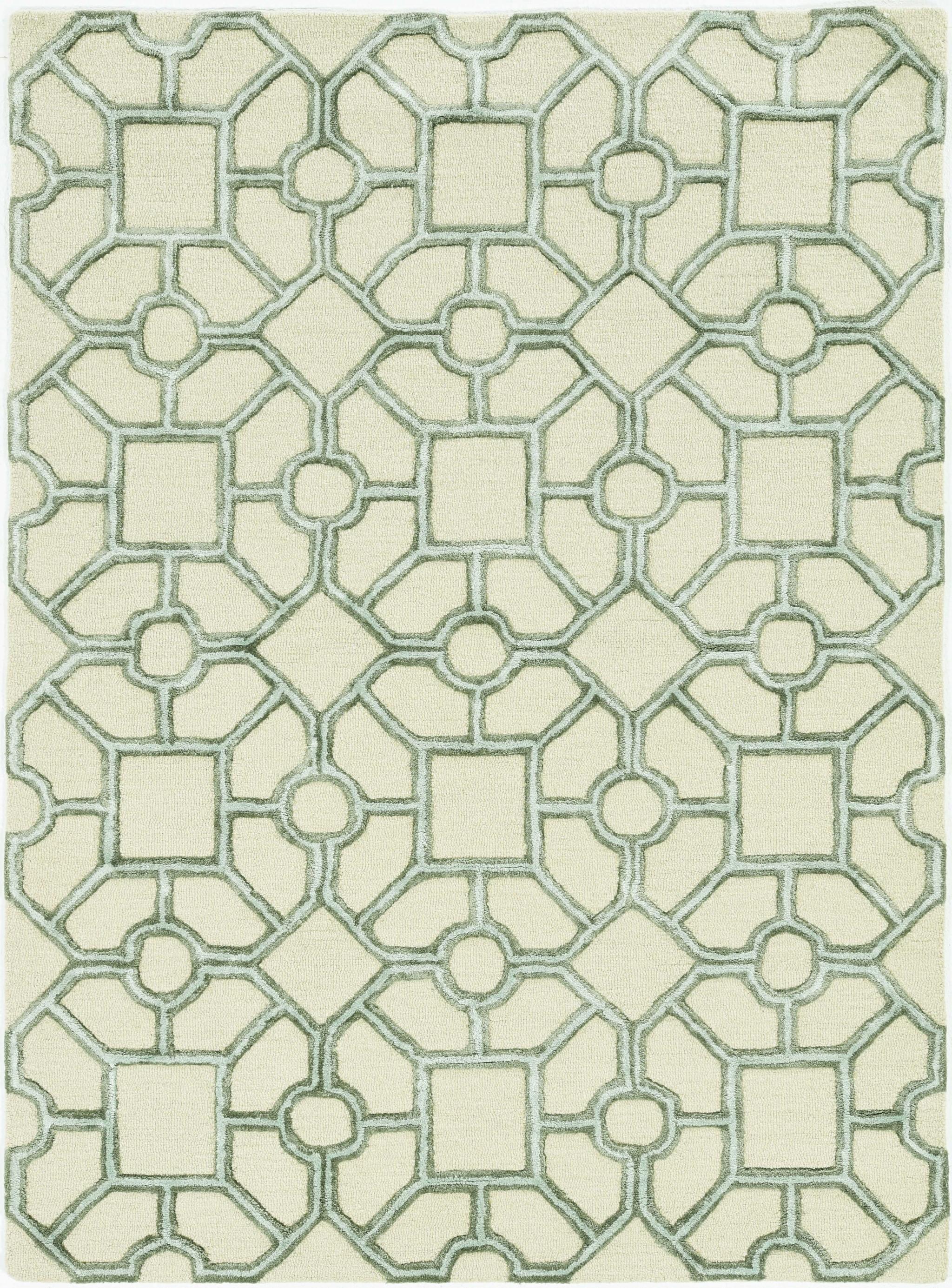 5'x7' Beige Hand Tufted Geometric Indoor Area Rug