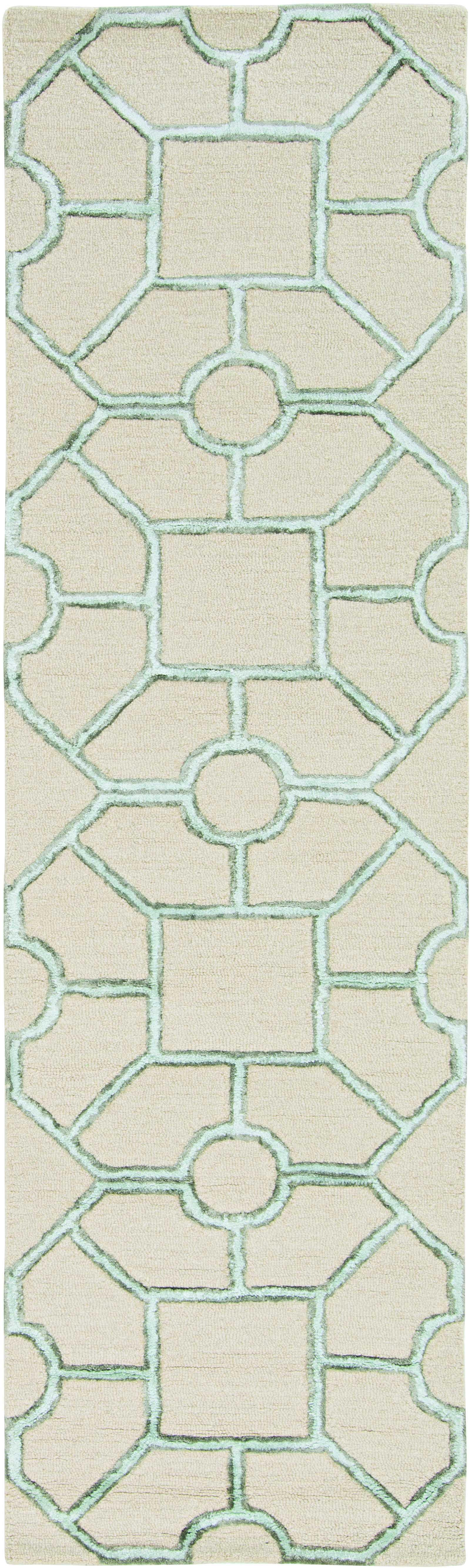 5'x7' Beige Hand Tufted Geometric Indoor Area Rug