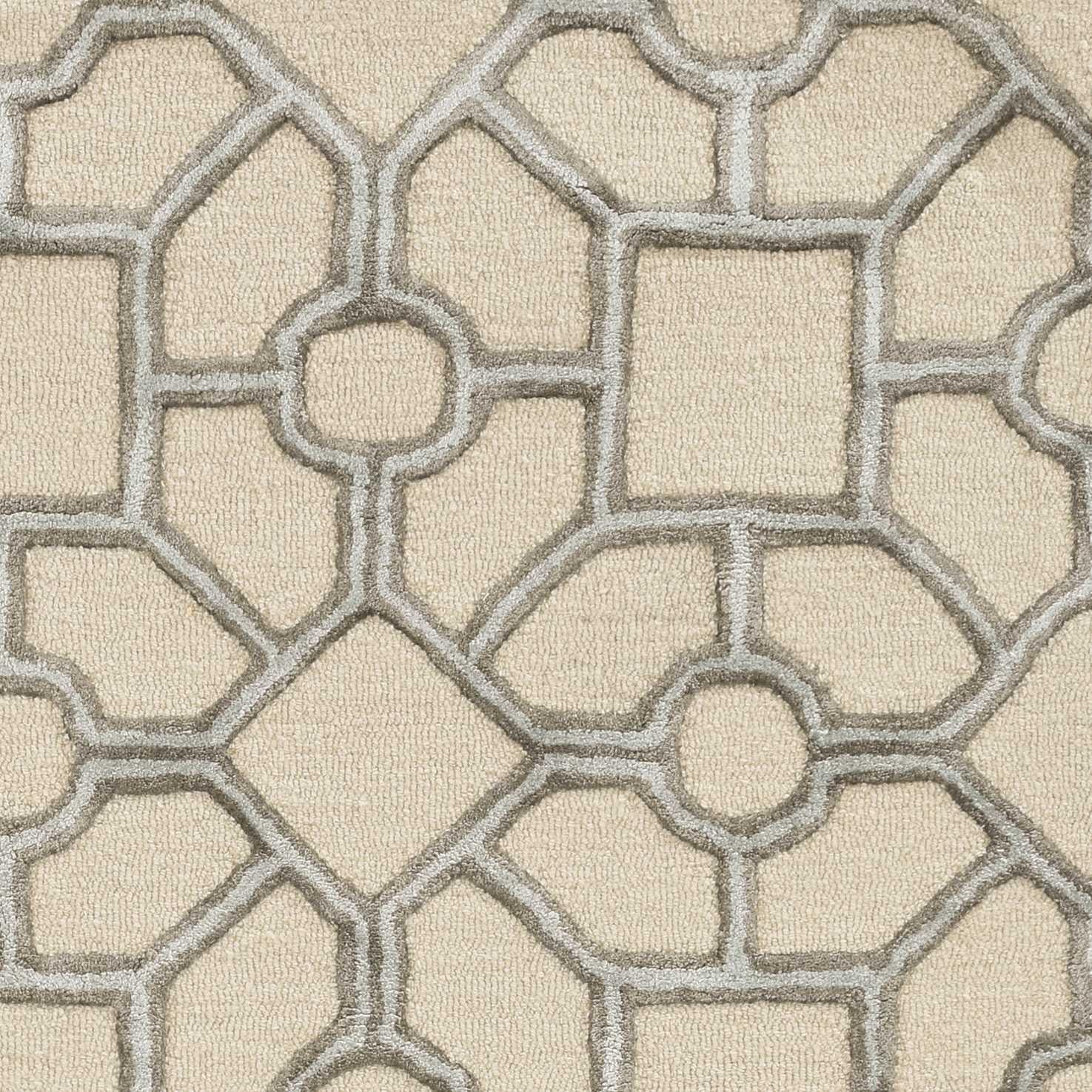 9'x13' Beige Hand Tufted Geometric Shapes Indoor Area Rug