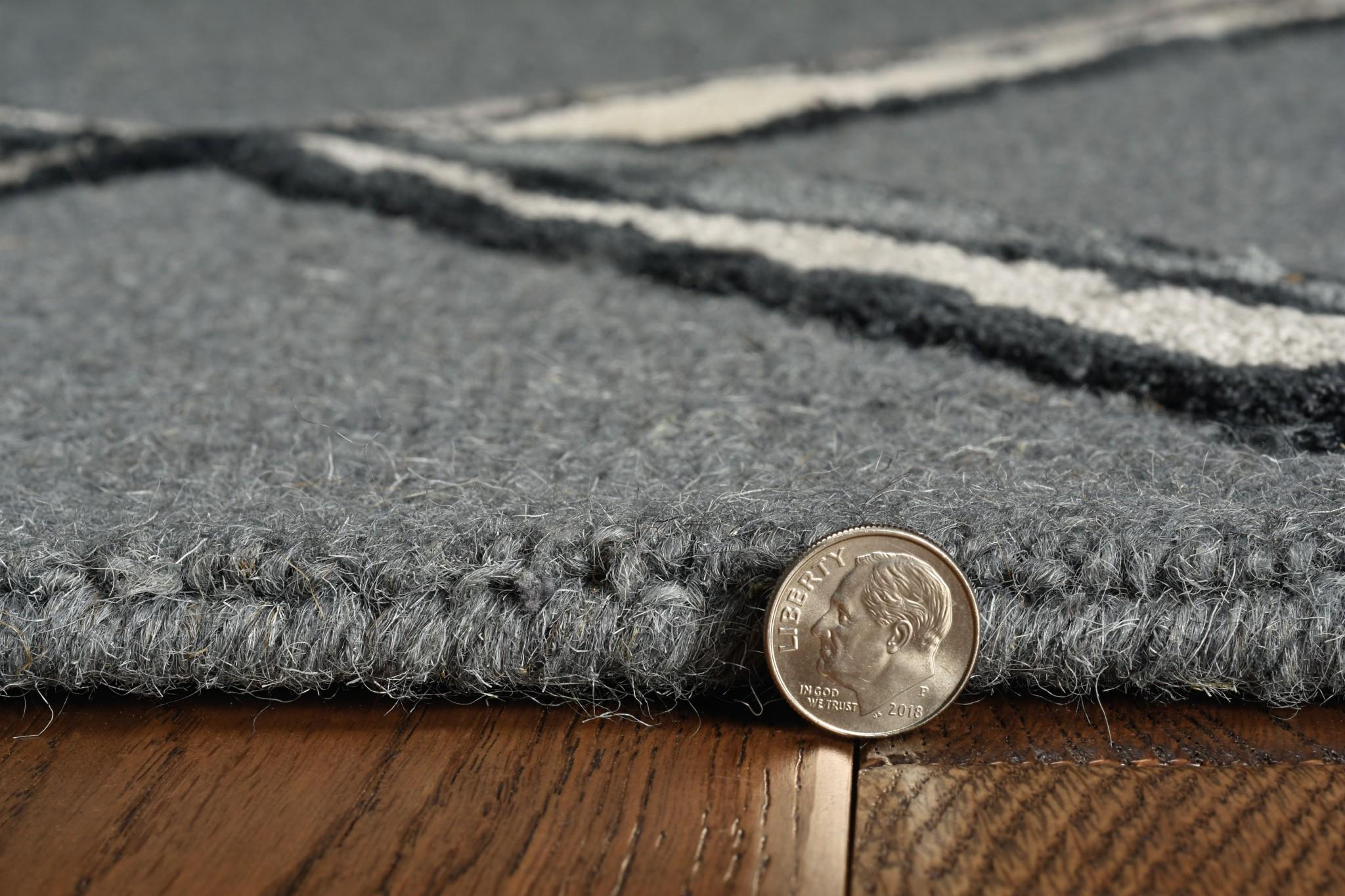 12'x15' Charcoal Silver Hand Tufted Diamond Pattern Indoor Area Rug